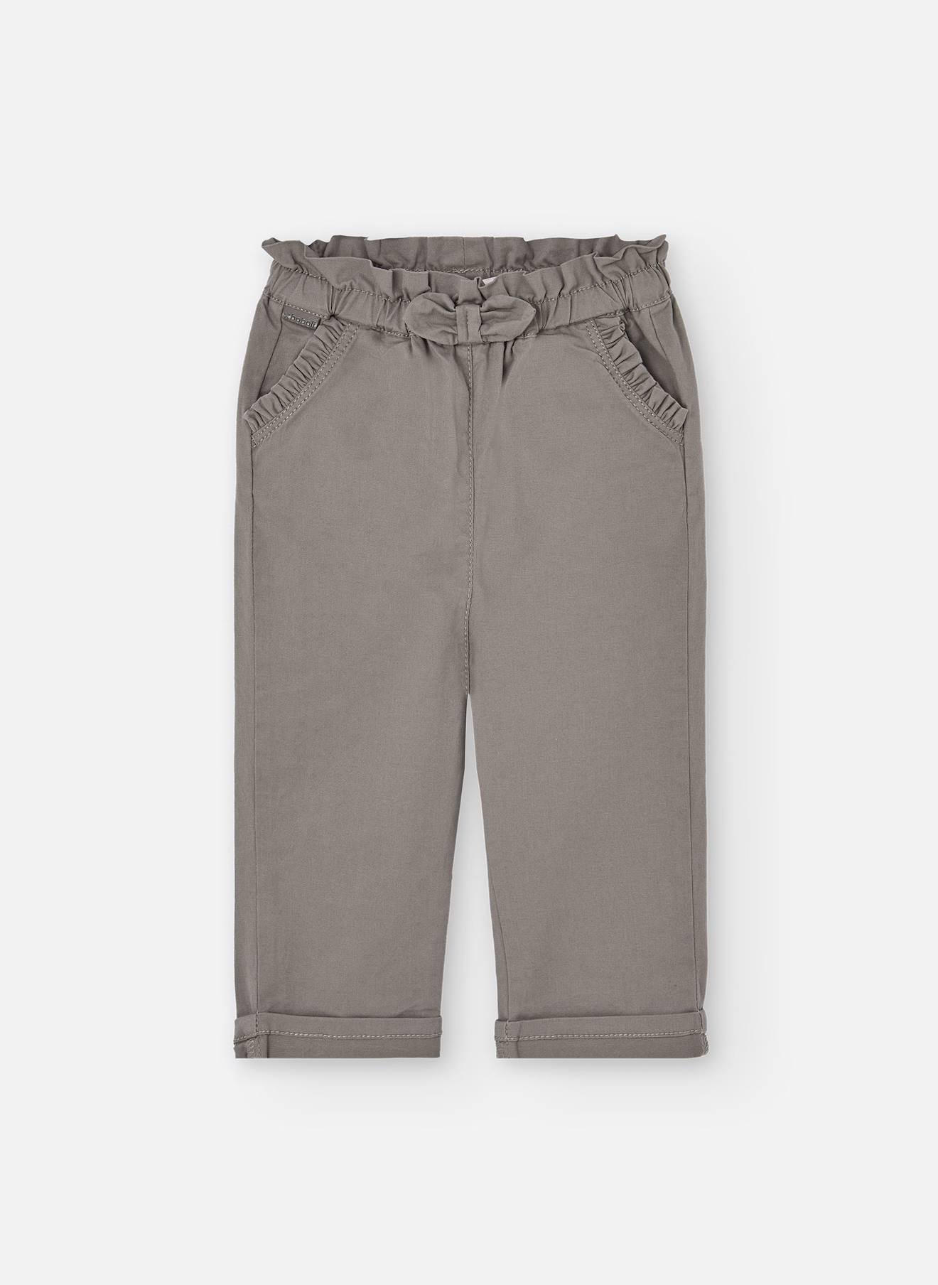 Pantalon Droit Uni Avec Taille Élastique Marron