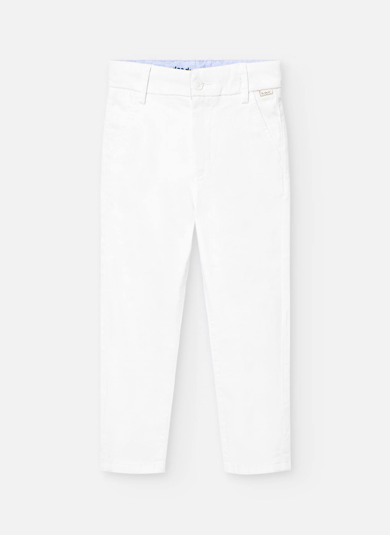 Pantalon Droit Uni Avec Fermeture À Bouton Et Fermeture Éclair Blanc