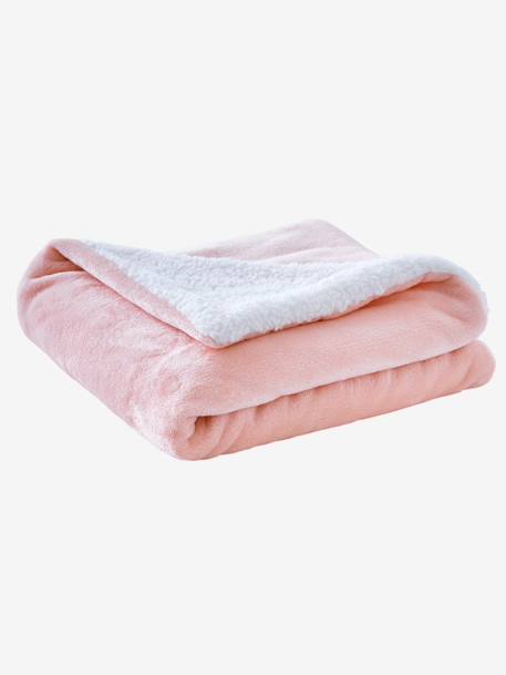 Couverture En Microfibre Doublee Peau De Mouton Rose Pale Vertbaudet