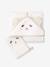 Cape de bain à capuche brodée animaux blanc+bleu+rose 2 - vertbaudet enfant 