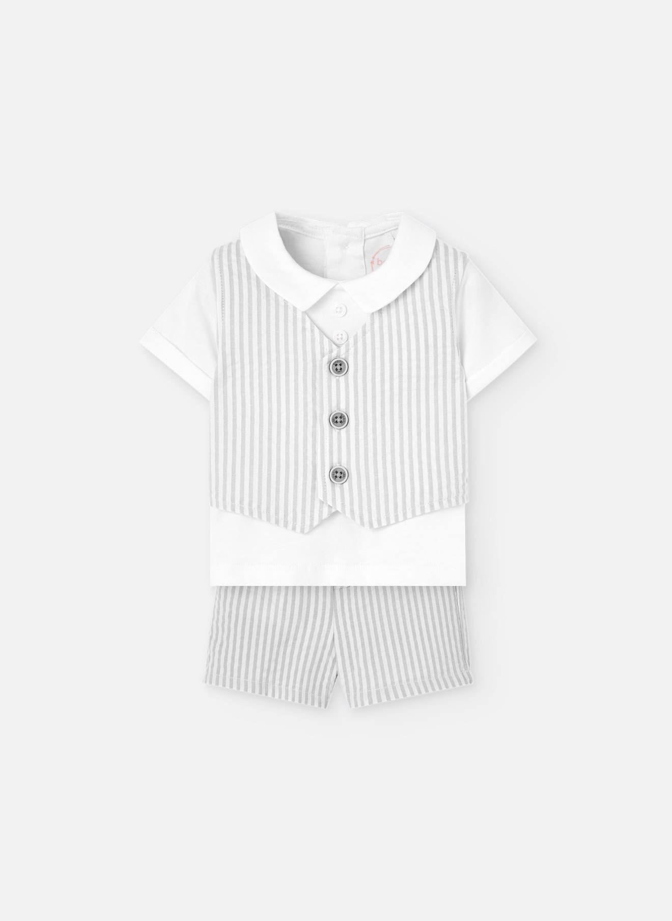 Ensemble Chemise Trompe-l'œil Et Pantalon Court Gris