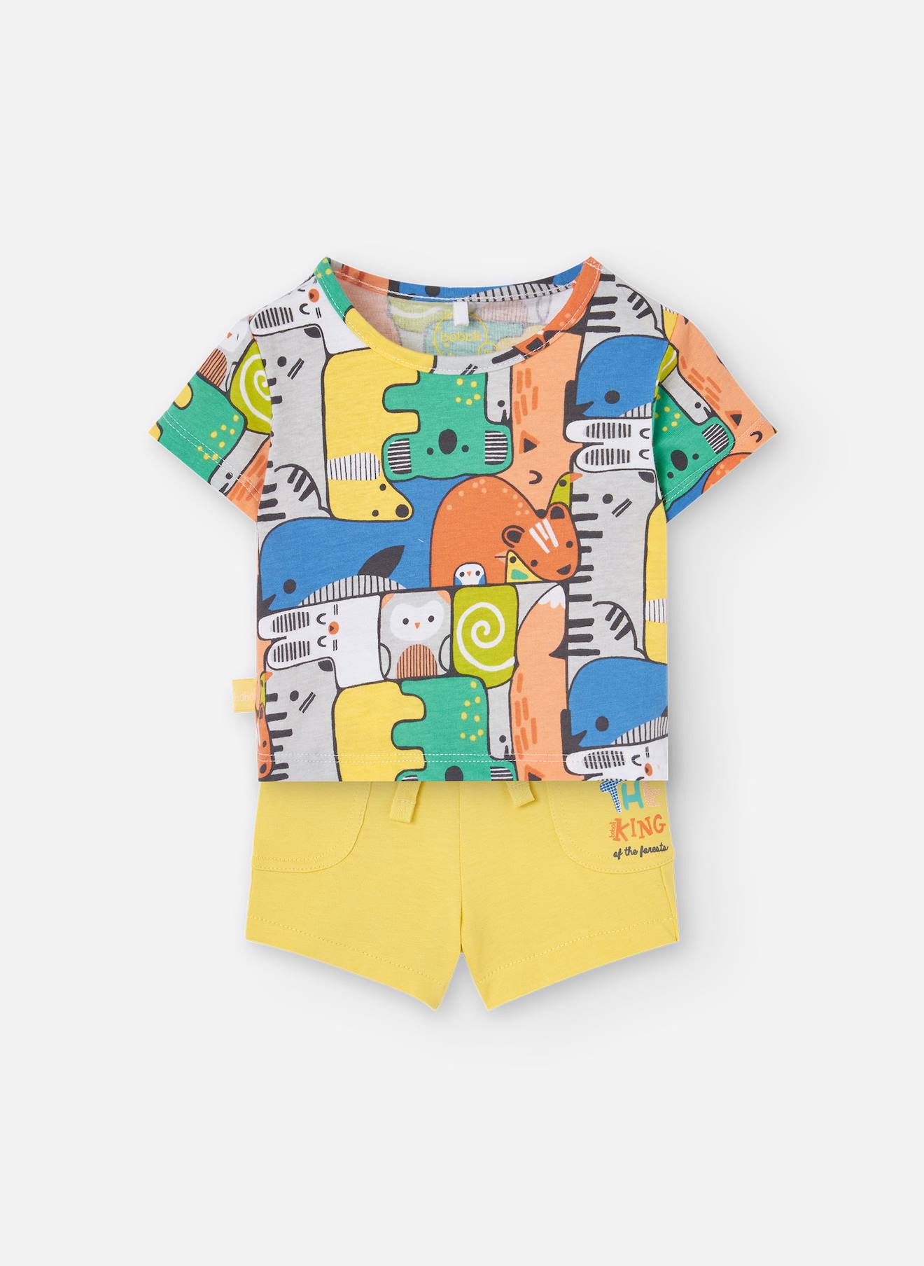 Ensemble T-shirt Imprimé Et Short Uni Jaune