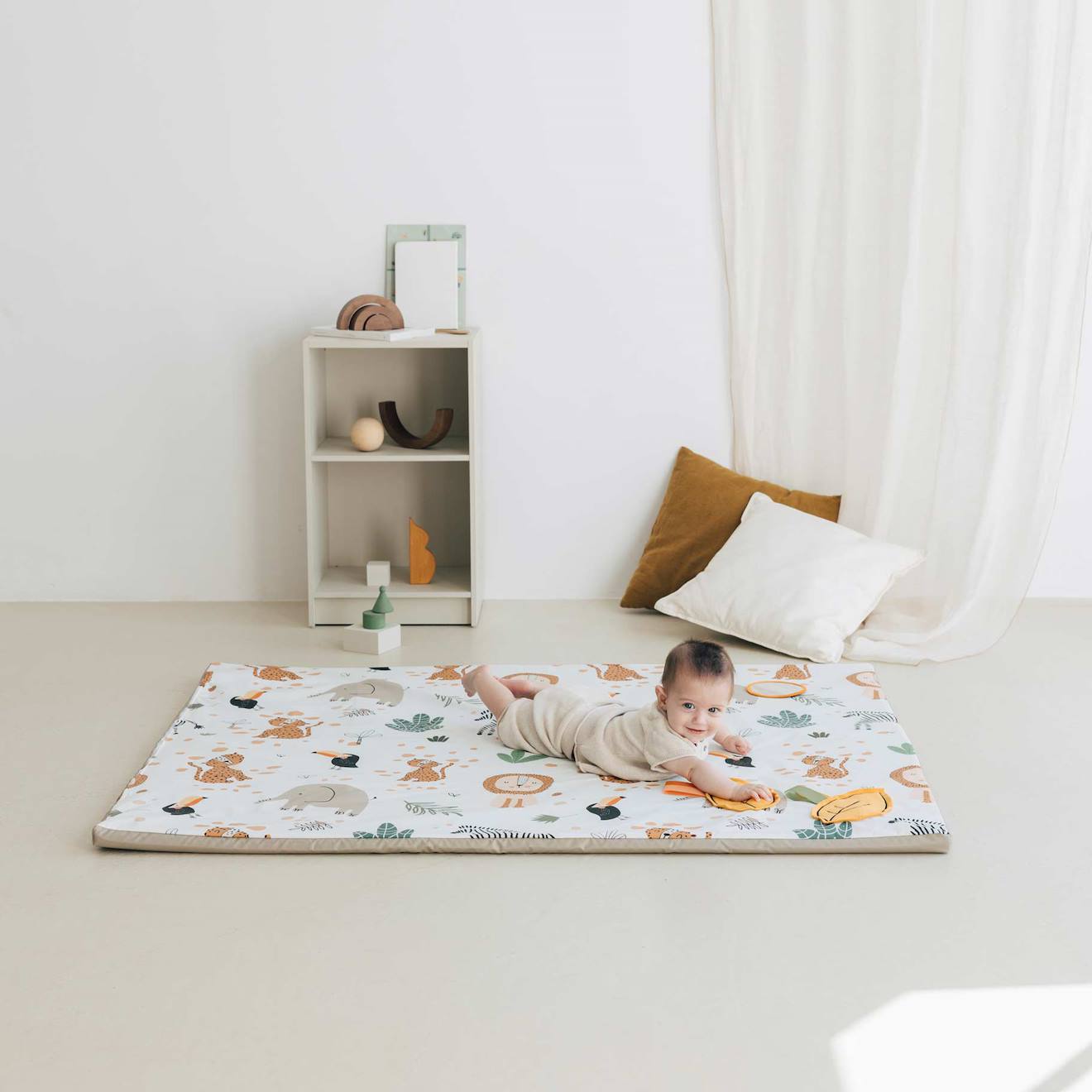 Tapis De Motricité Enrollagateo Coton Biologique Motifs Toucan Et Ses Amis