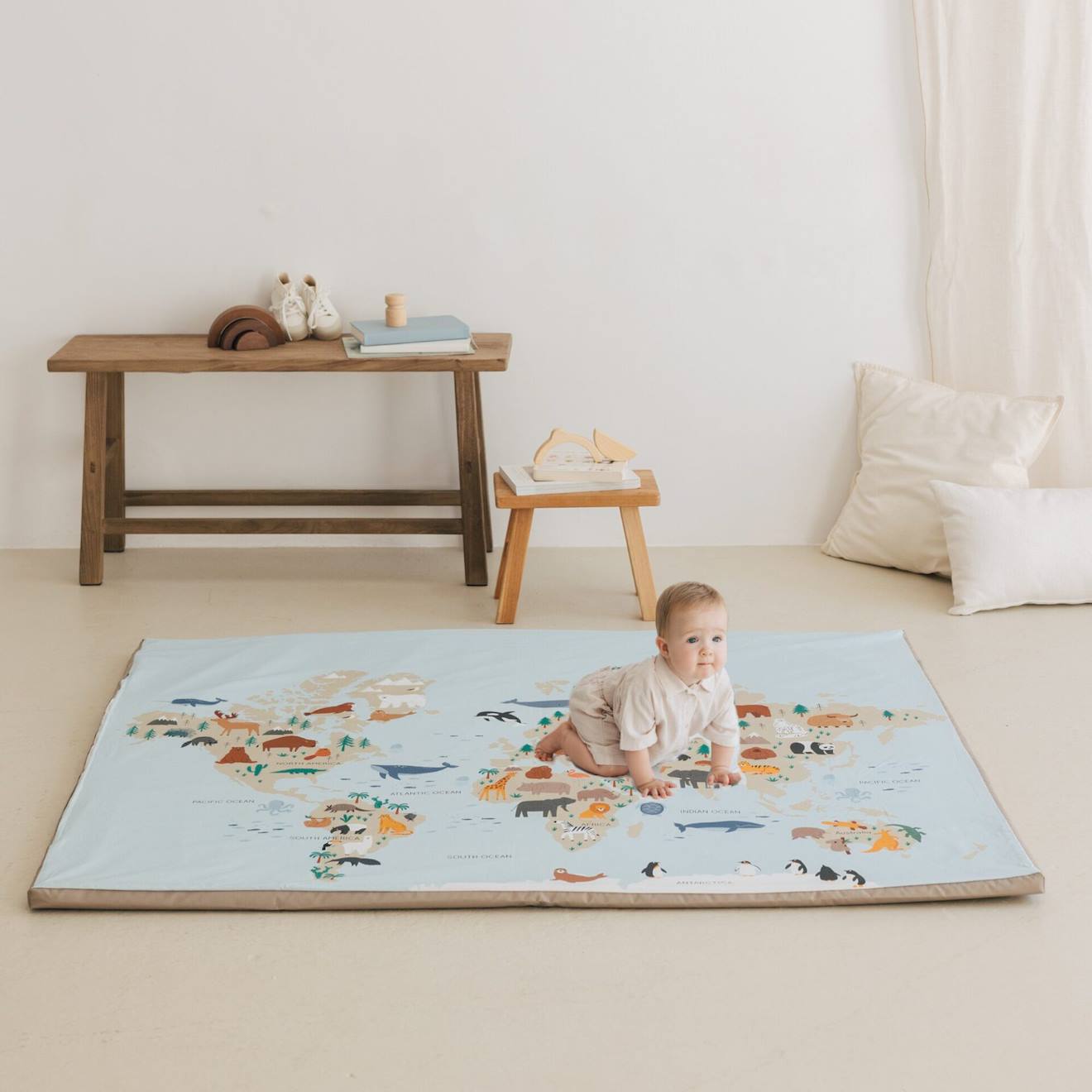 Tapis De Motricité Enrollagateo Motifs De La Carte Du Monde