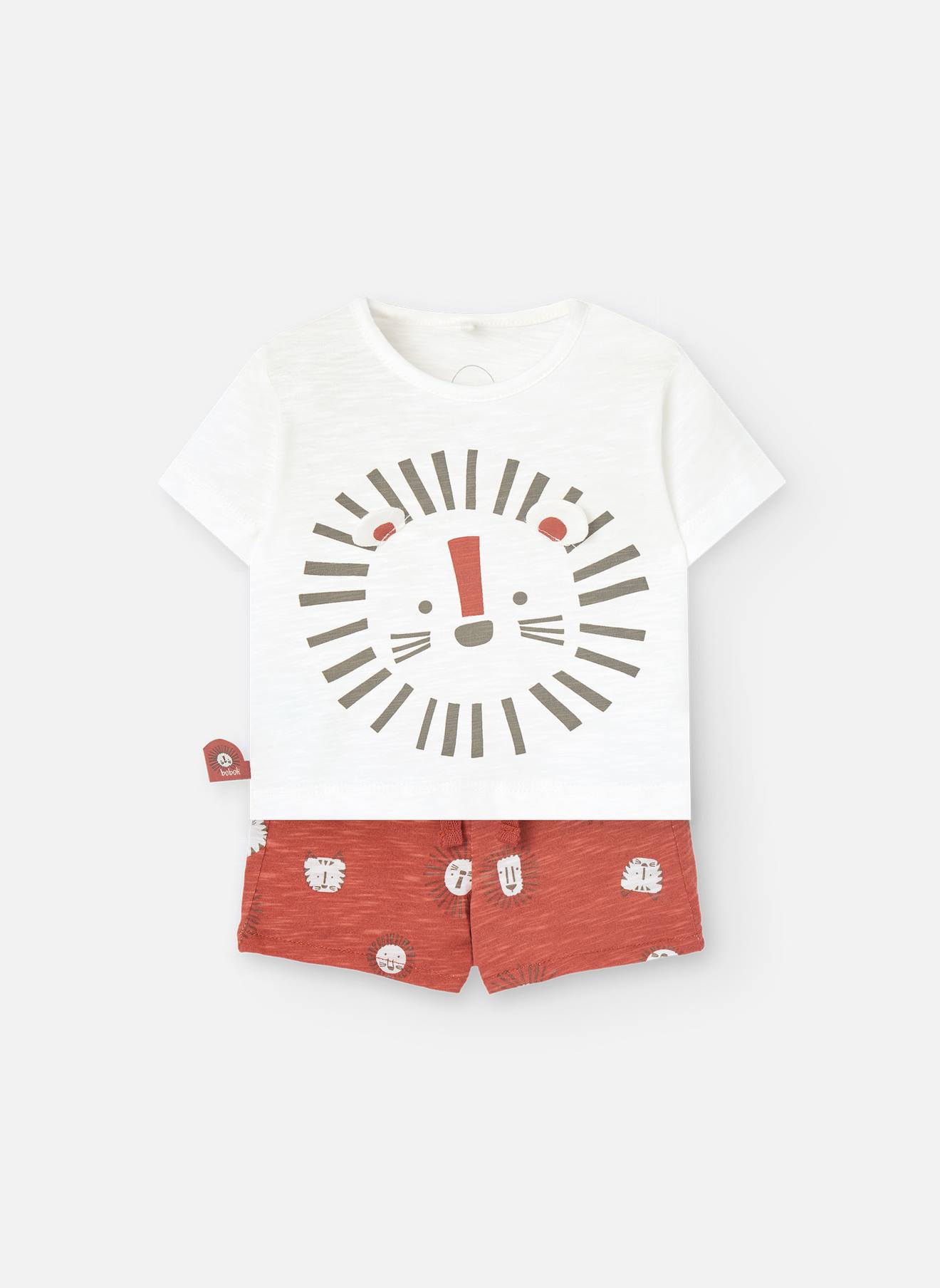 Ensemble T-shirt Avec Dessin Frontal Et Short Imprimé Blanc