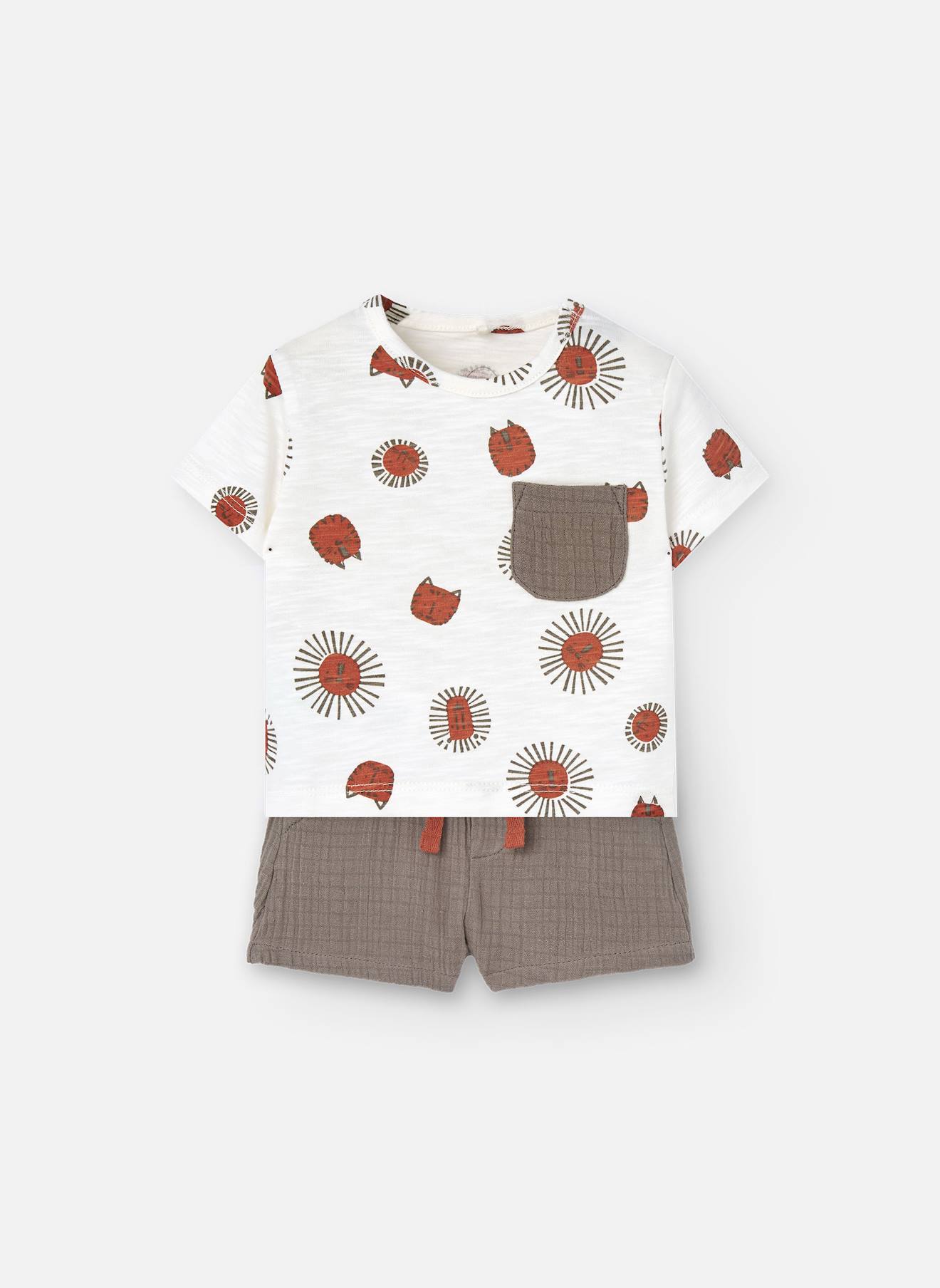 Ensemble T-shirt Imprimé Et Bermuda Beige