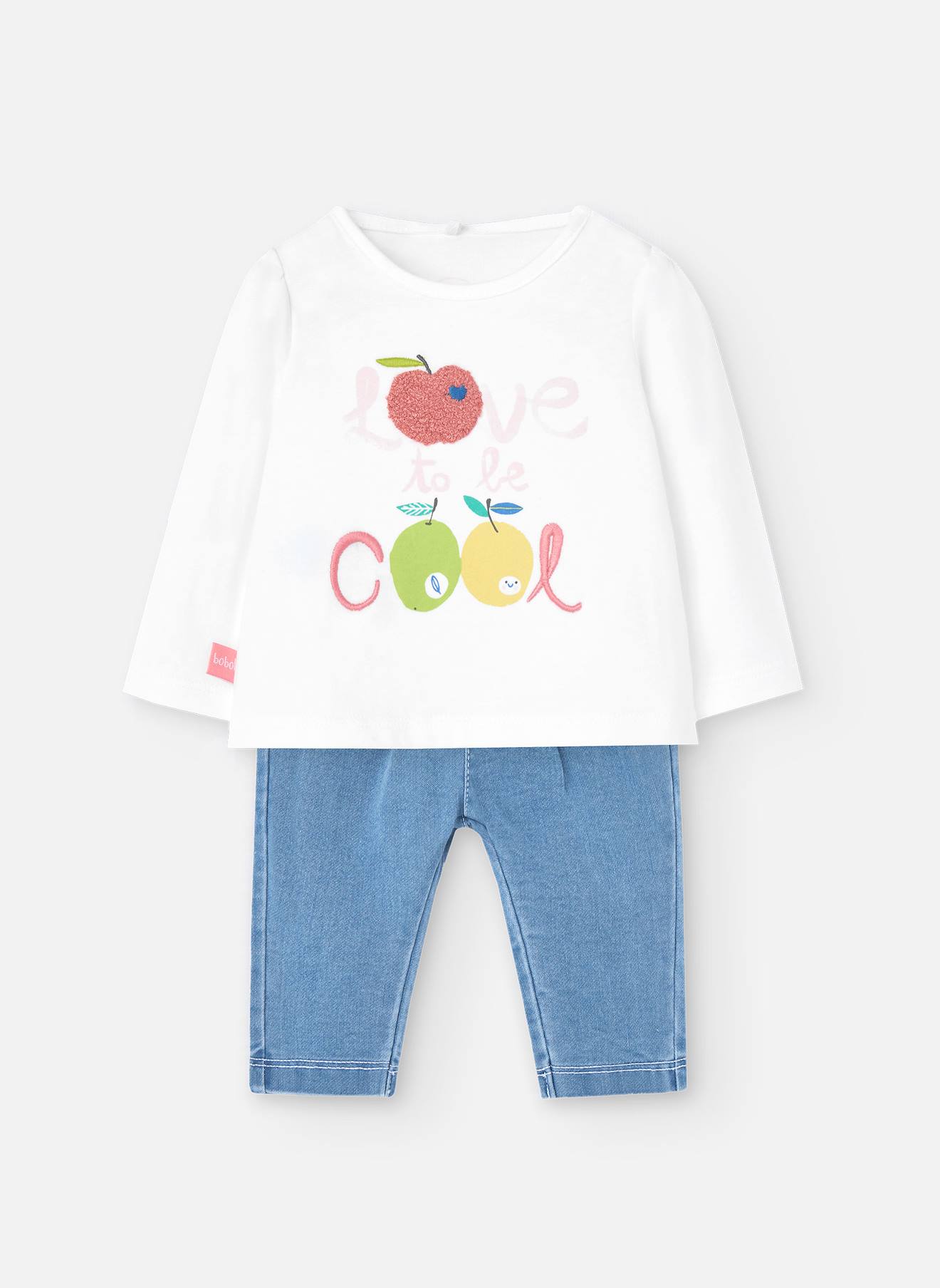 Ensemble T-shirt Avec Dessin Frontal Et Pantalon Blanc