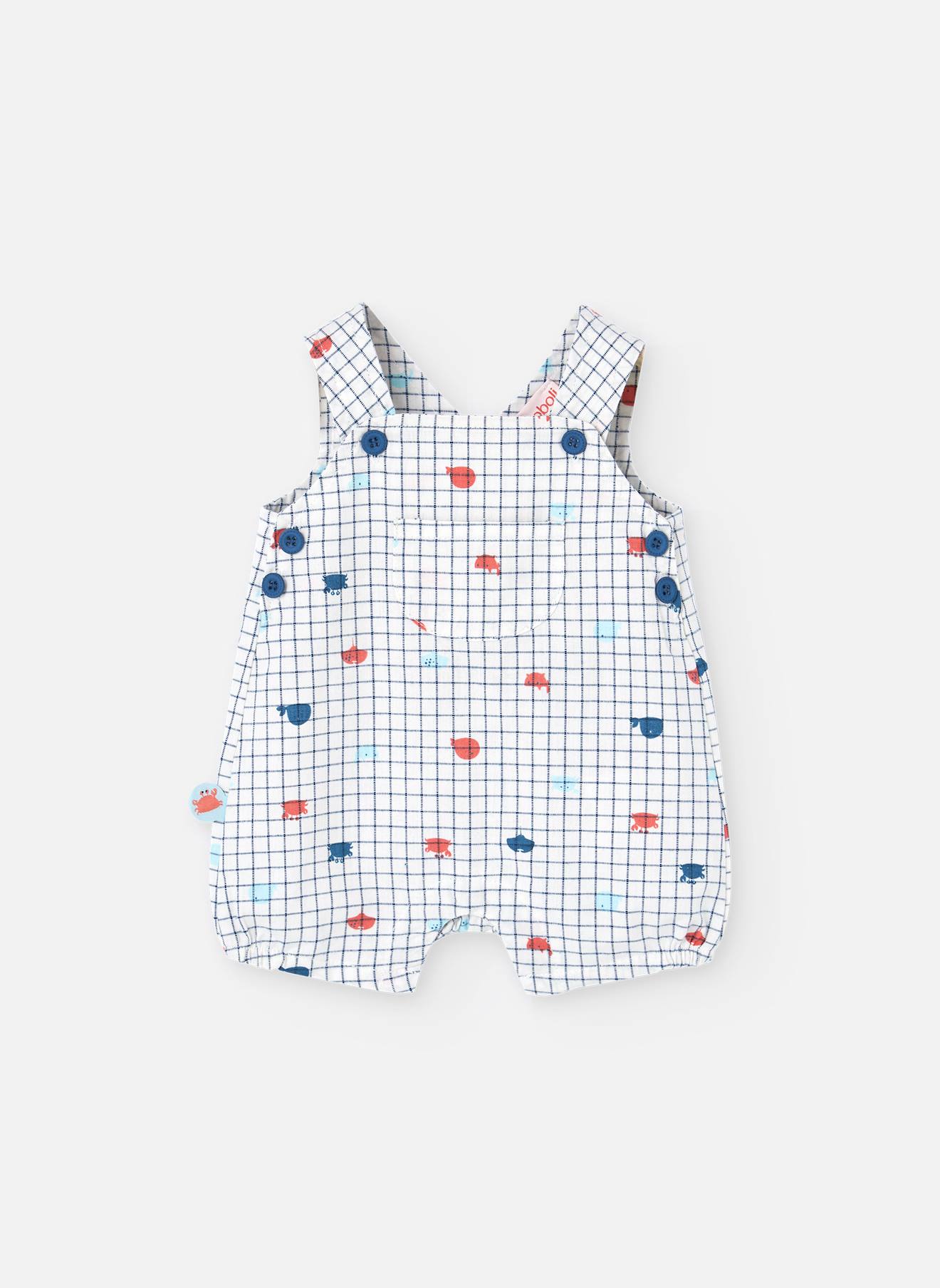 Salopette En Coton Avec Imprimé Carreaux Blanc