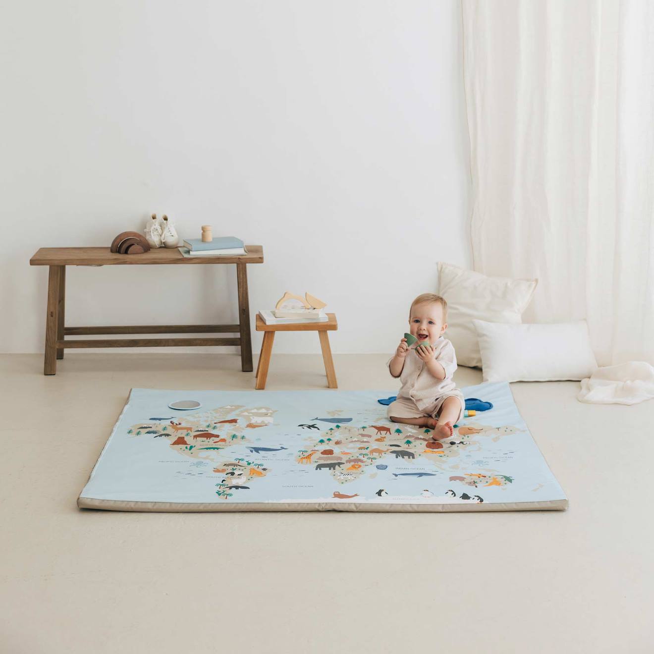 Tapis De Motricité Enrollagateo Motifs De La Carte Du Monde
