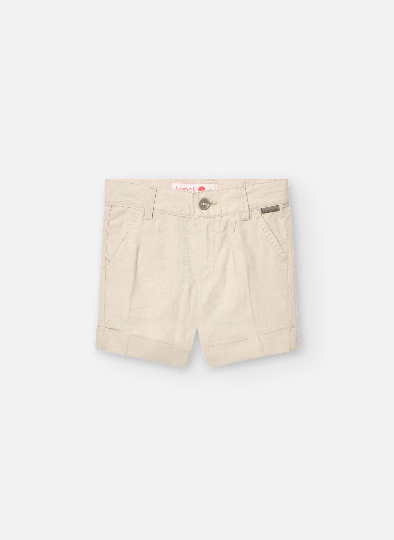 Bermuda Uni Avec Fermeture À Bouton Beige