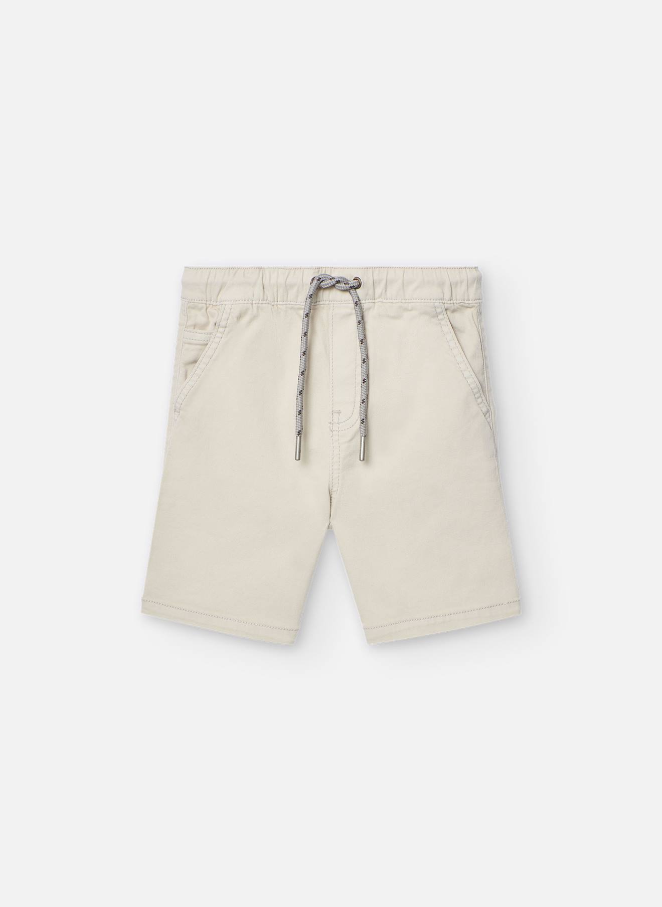 Bermuda Uni En Coton Avec Cordon De Serrage Gris