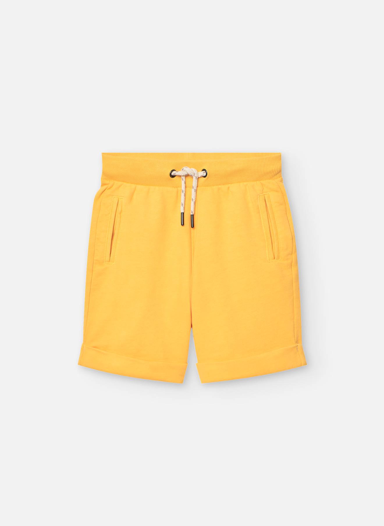 Bermuda Uni En Coton Avec Cordon De Serrage Jaune