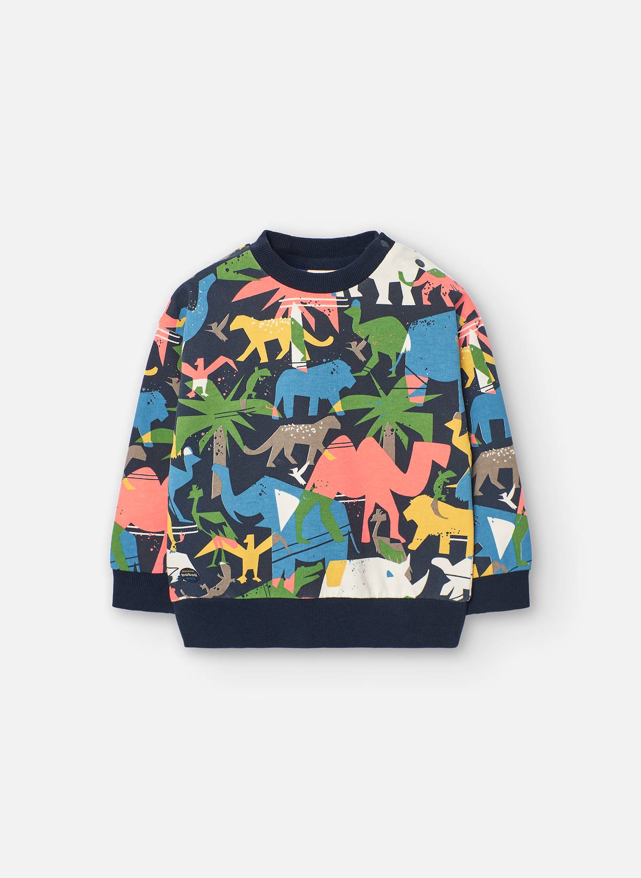 Sweat En Coton Avec Imprimé Fantaisie Bleu