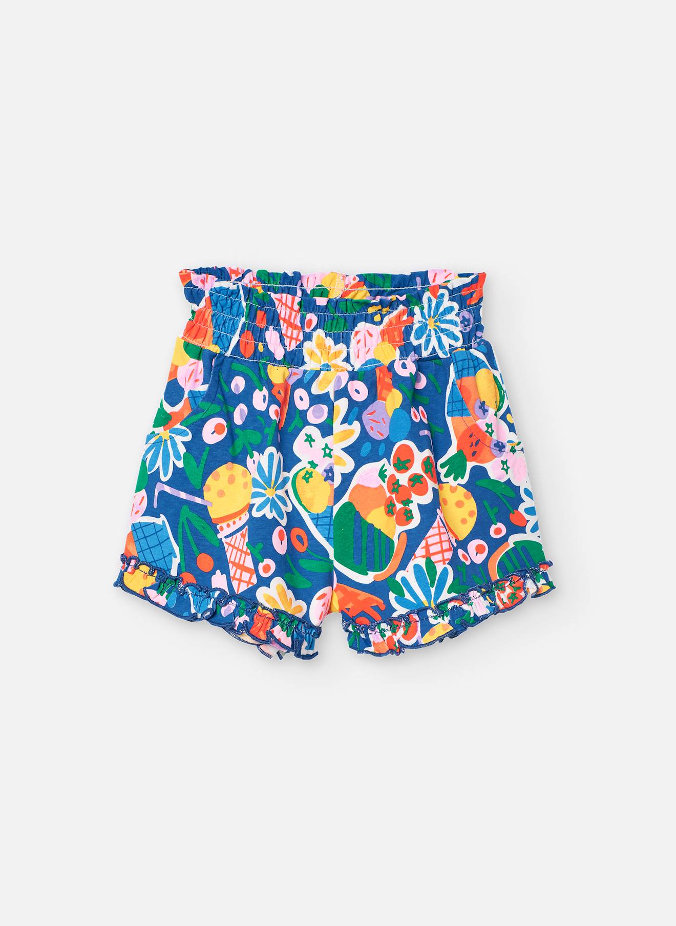 Bermuda Imprimé Avec Taille Élastique Bleu