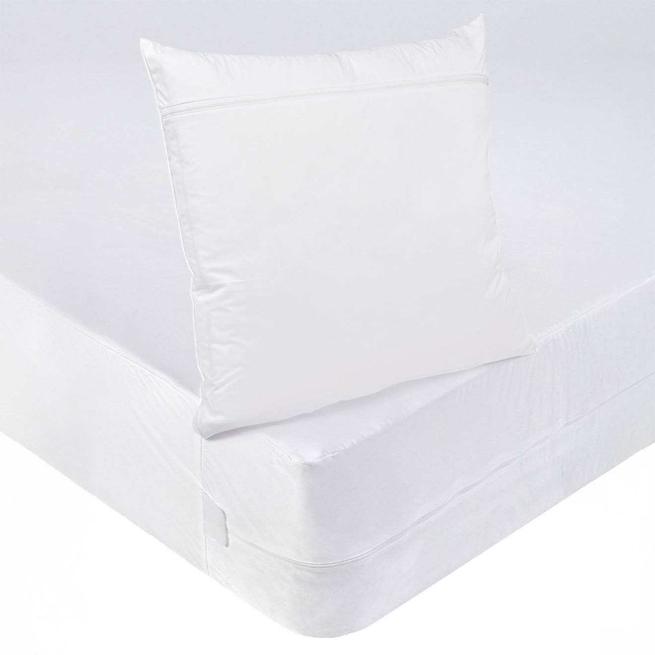 Bleu Calin - Pack Alèse + Sous-taie D'oreiller Anti-punaises De Lit Blanc