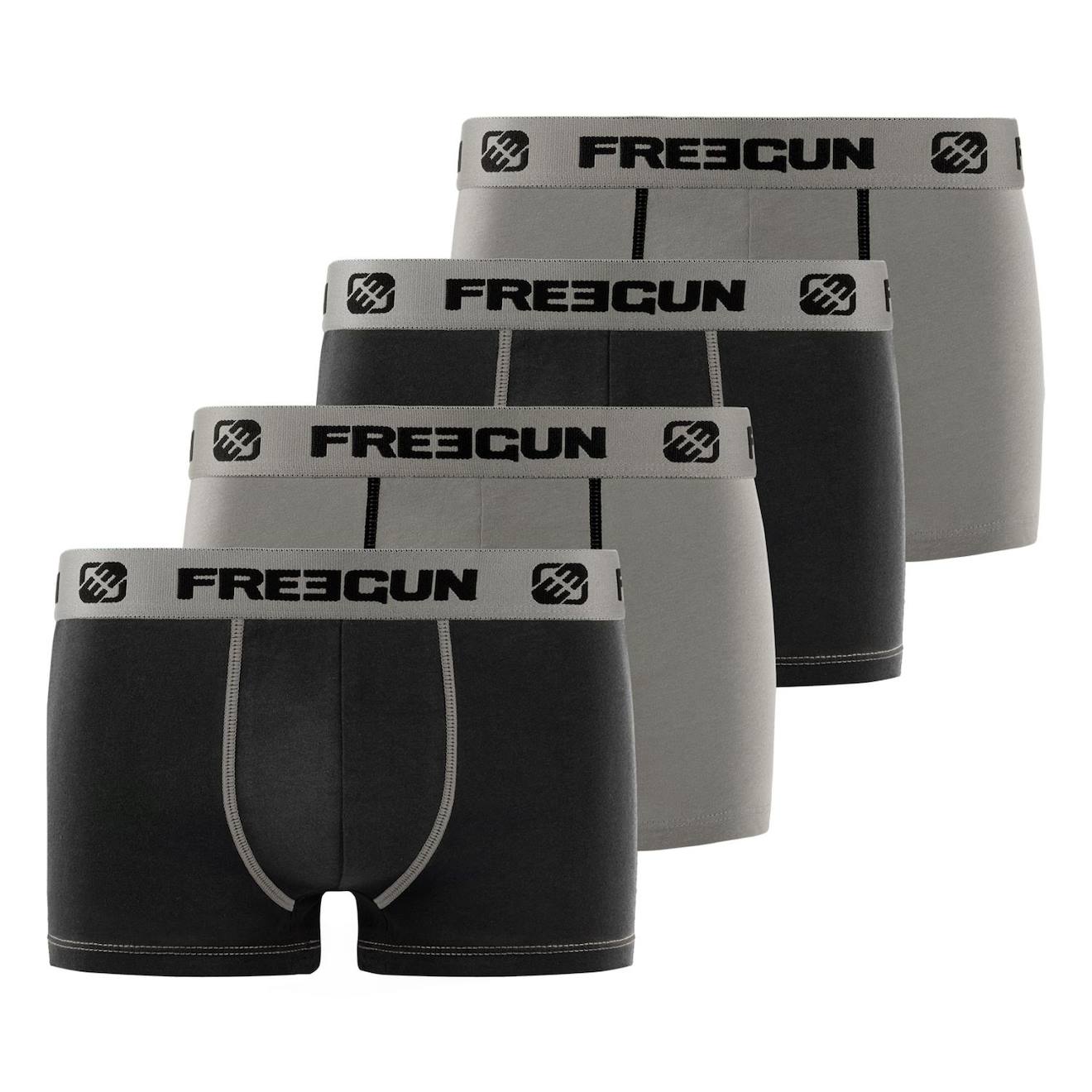 Lot De 4 Boxers Coton Gris Gris/noir