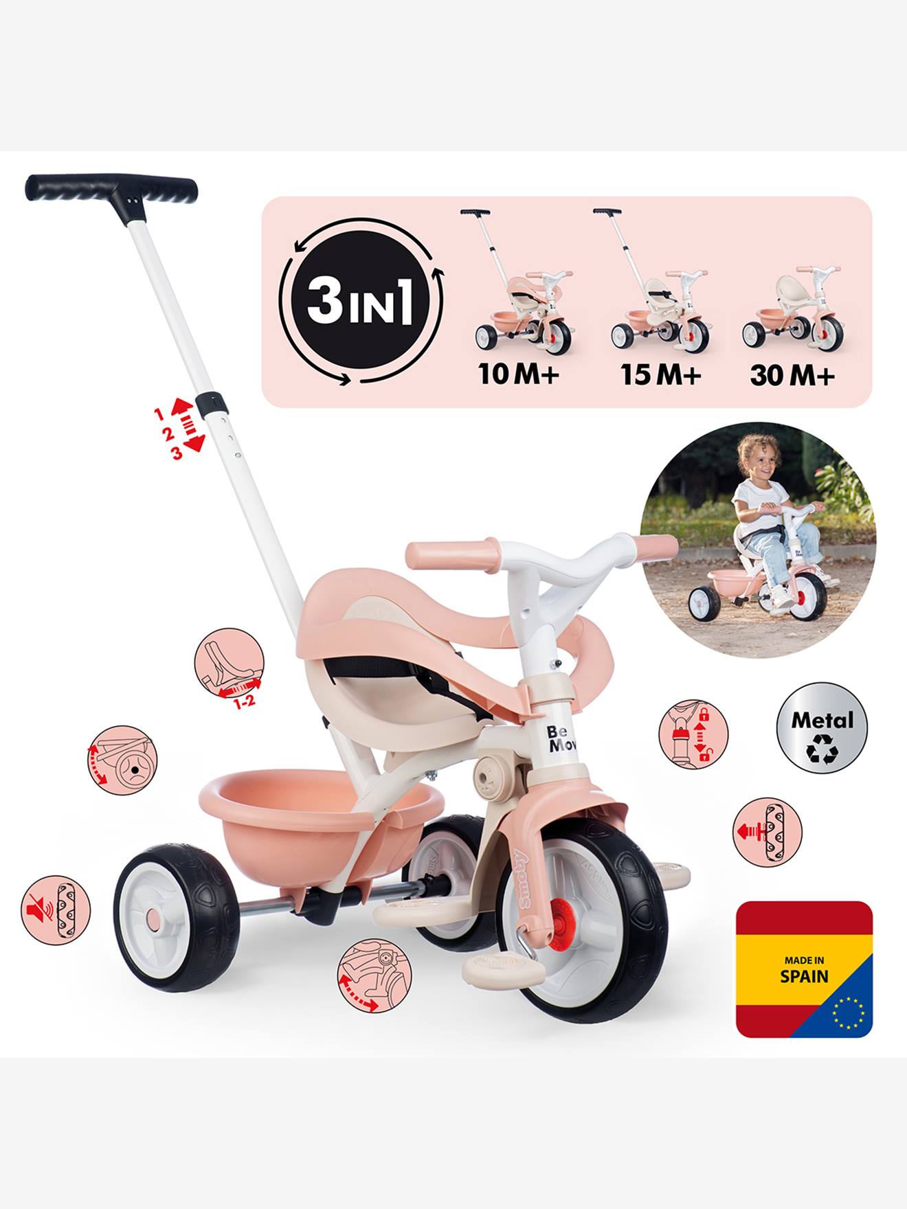 Tricyle Be Move Confort - rose (Smoby) - Image 1