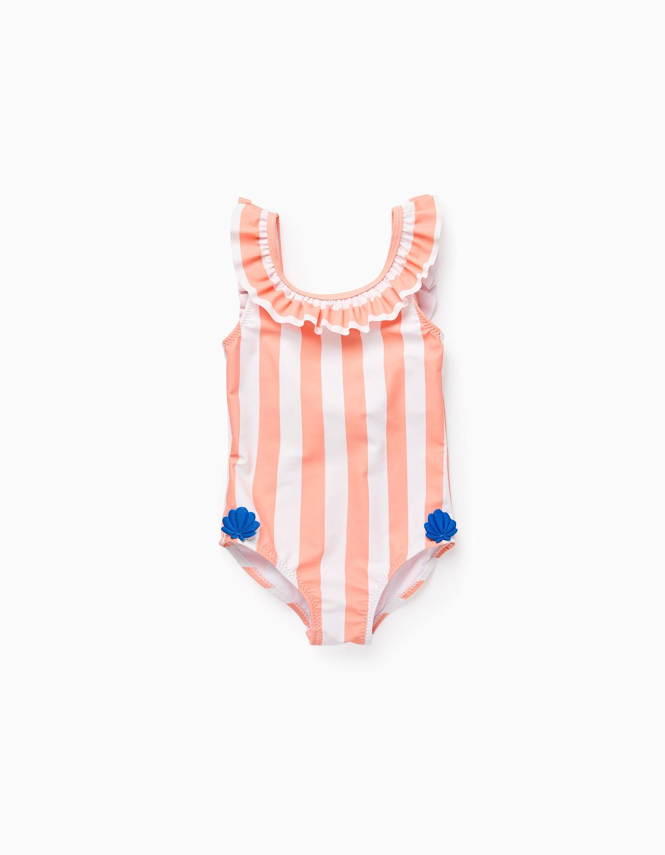 Maillot De Bain À Rayures Avec Coquillages 3d Orange