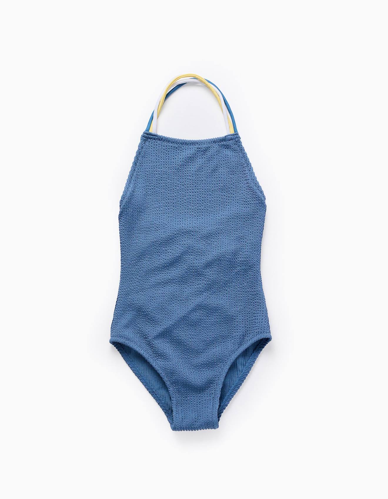 Maillot De Bain À Bretelles Triples En Relief Bleu