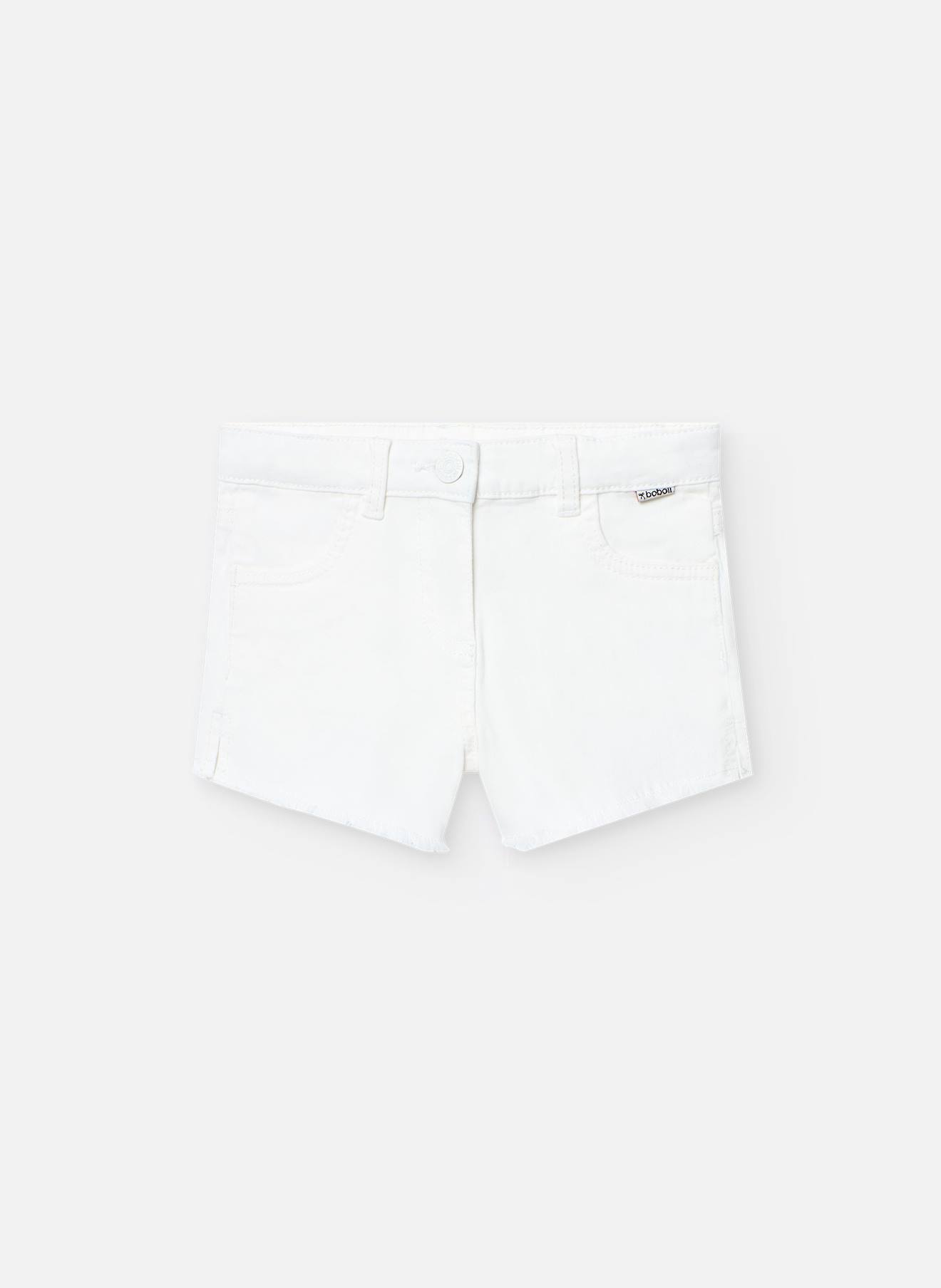 Short Uni Avec Bas Effiloché Blanc