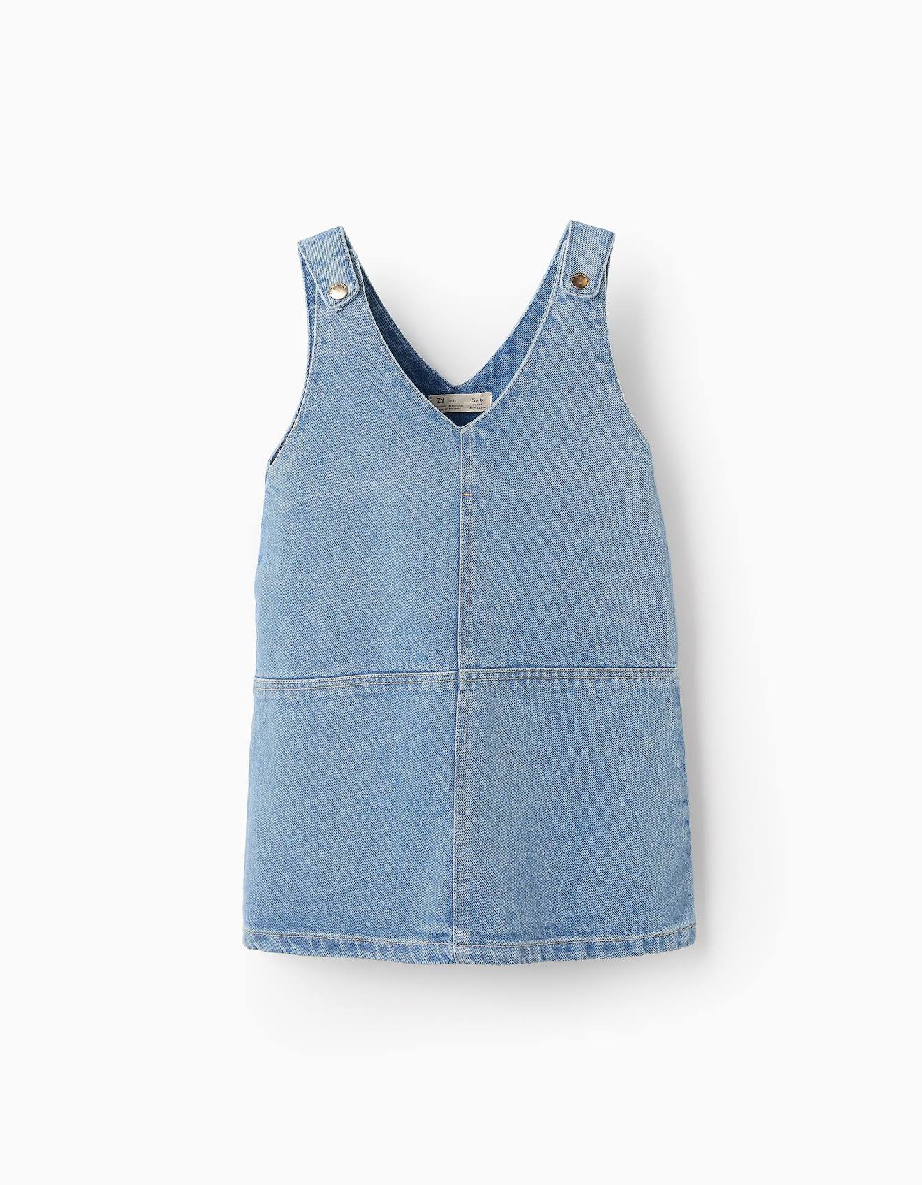 Robe-salopette En Jean Bleu Clair