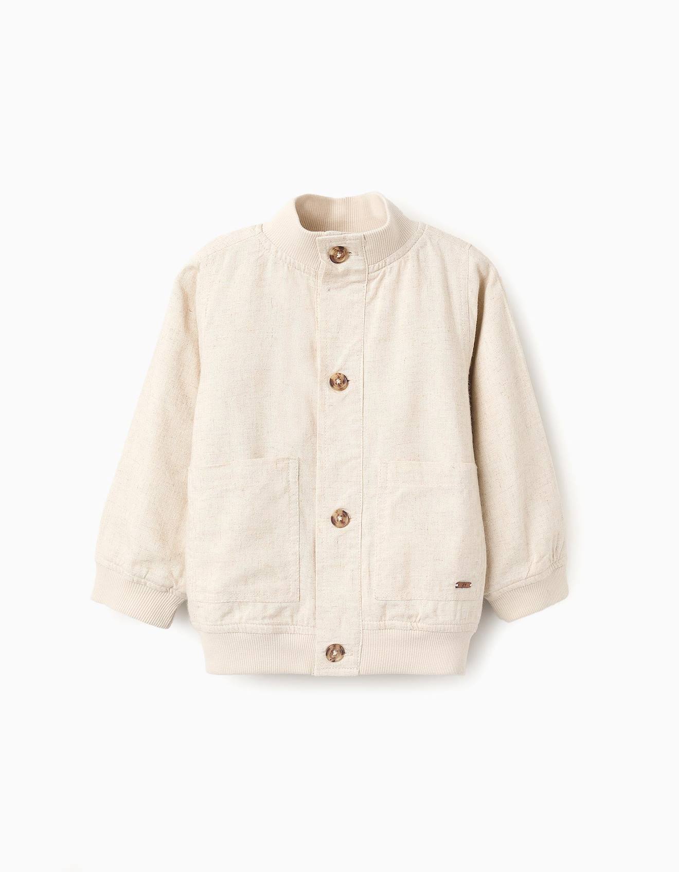 Veste Bomber En Lin Beige Clair