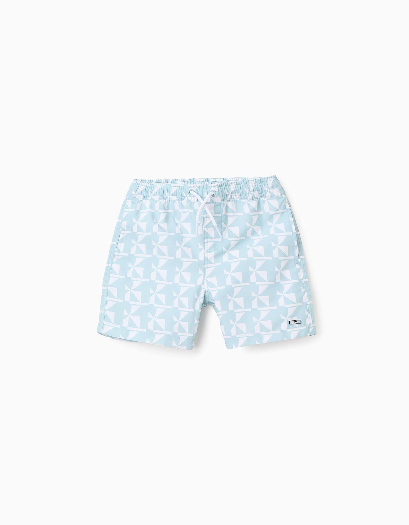 Short De Bain Avec Motif Bleu Clair