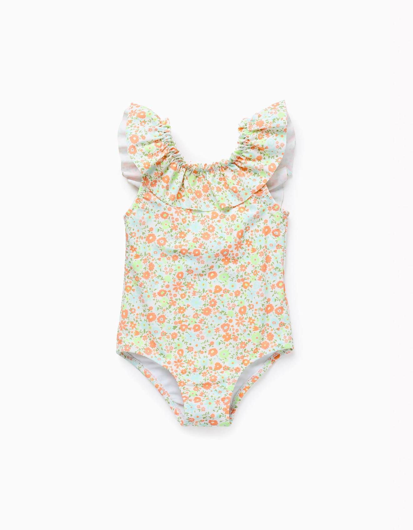 Ensemble De Bain Floral Avec Volants Orange