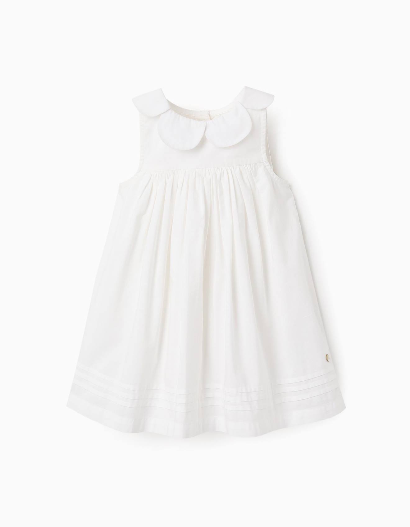 Robe En Coton Avec Effet Pétale Blanc