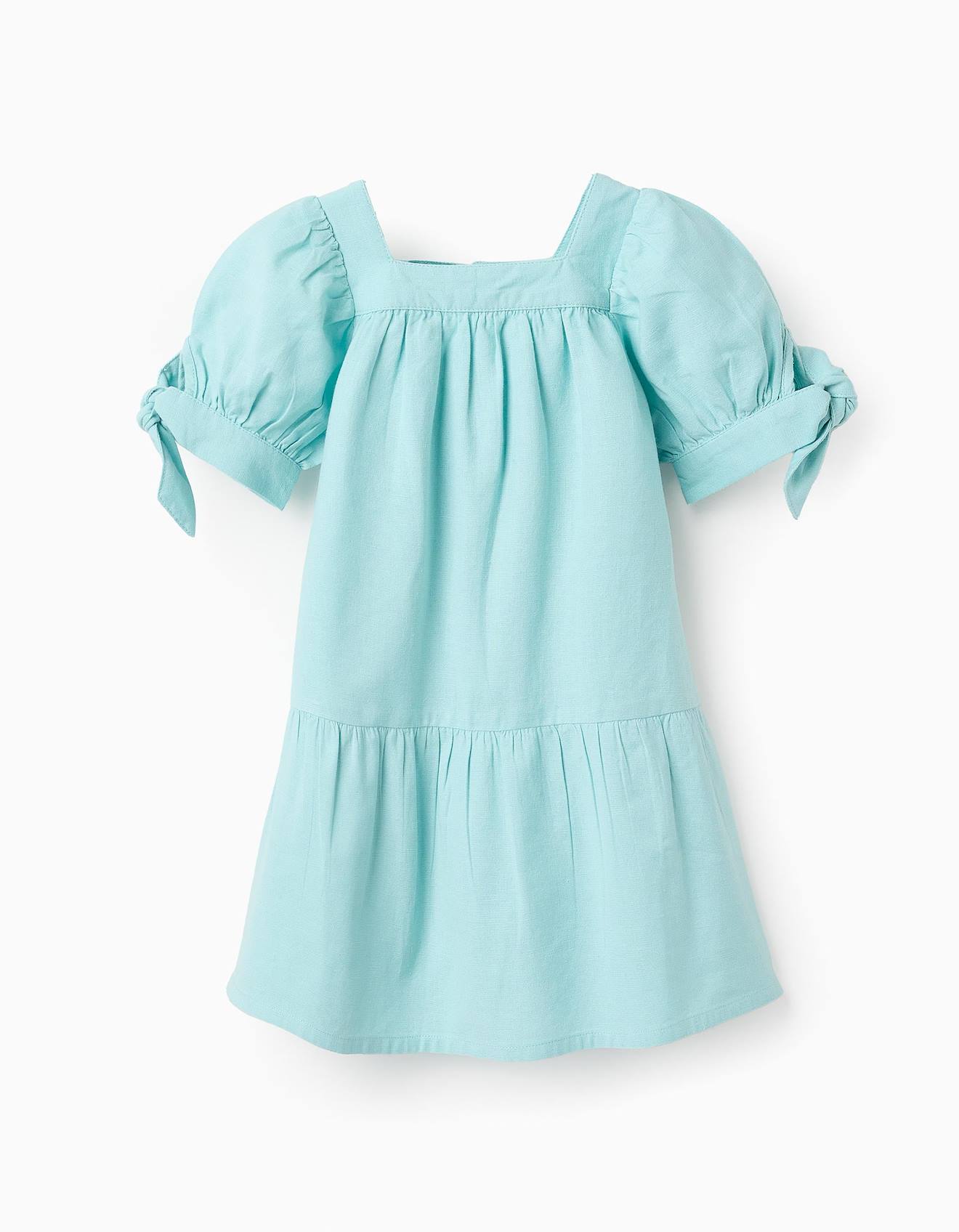 Robe En Coton Et Lin Bleu Clair