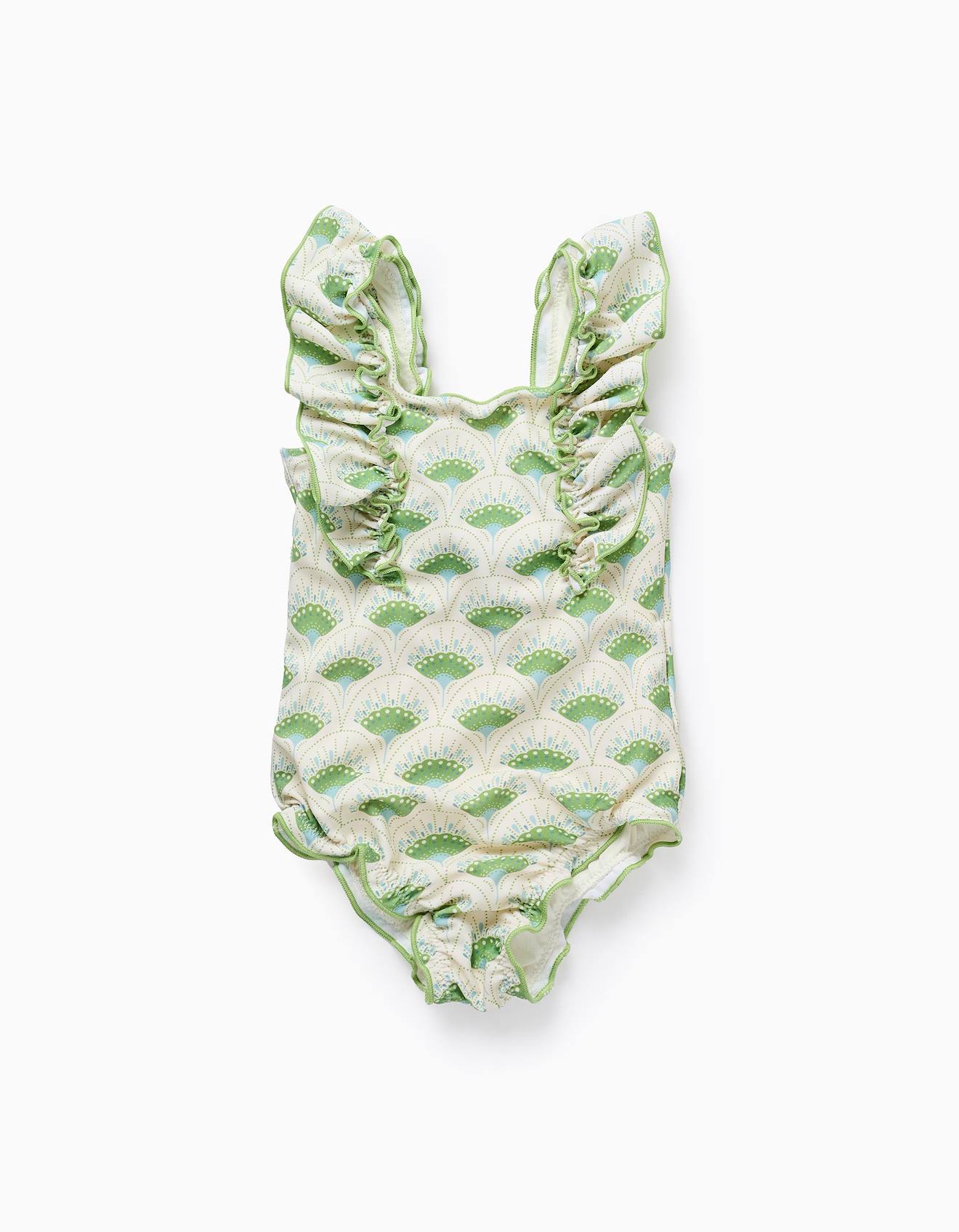 Maillot De Bain Avec Motif Et Volants Vert Clair
