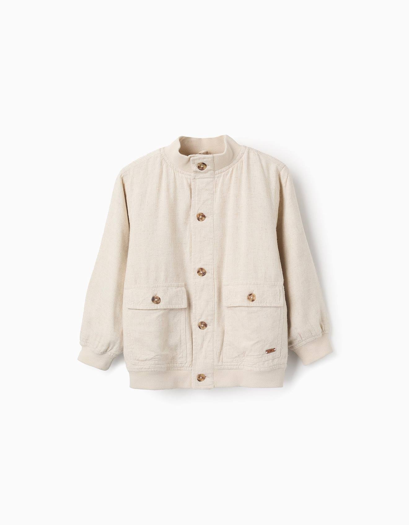 Veste Bomber En Lin Beige Clair