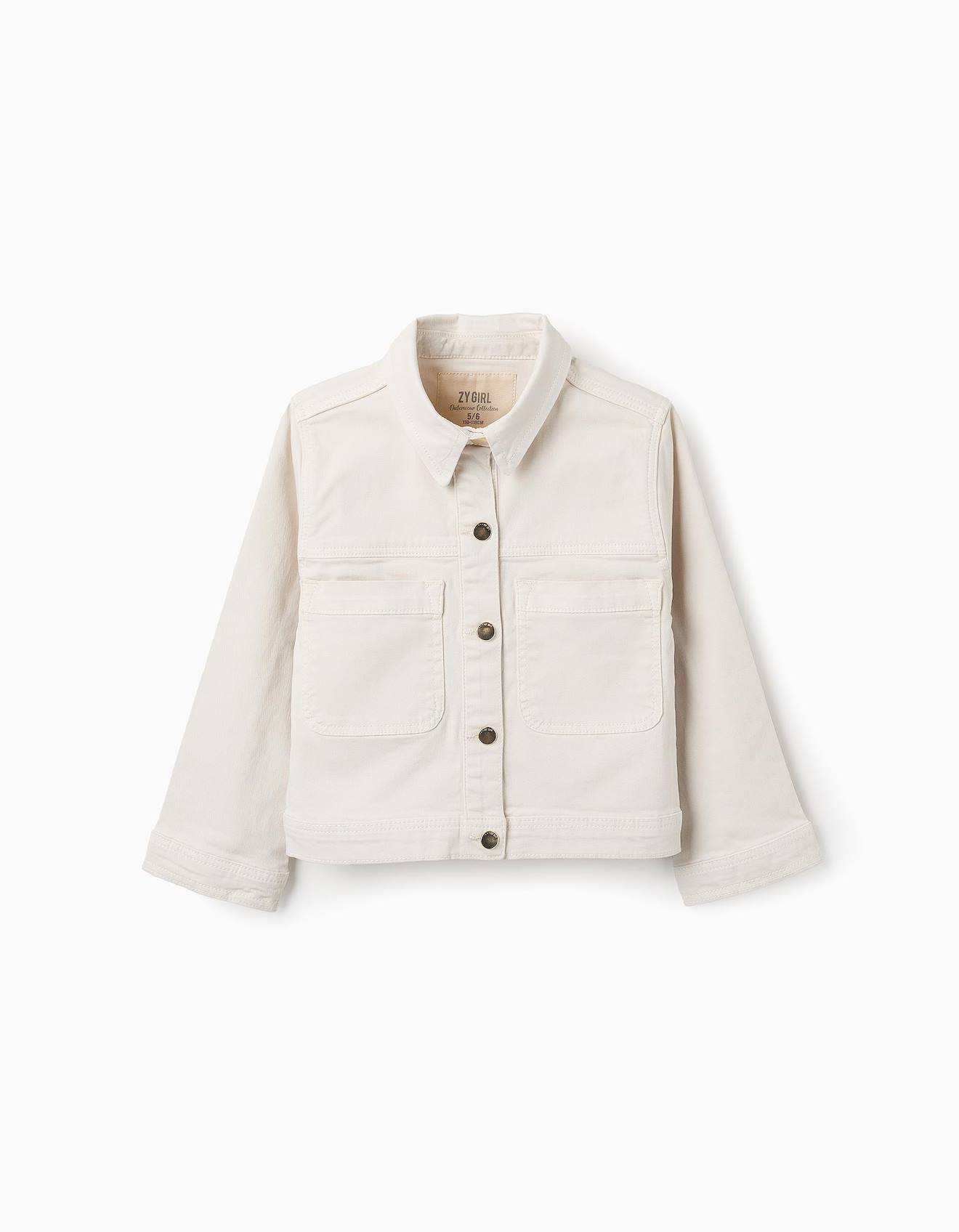 Veste En Sergé Avec Boutons Dorés Beige Clair