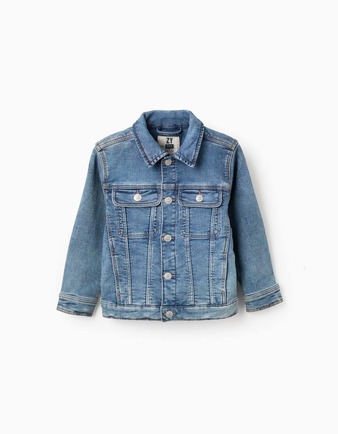 Veste En Jean À Boutons-pression Bleu