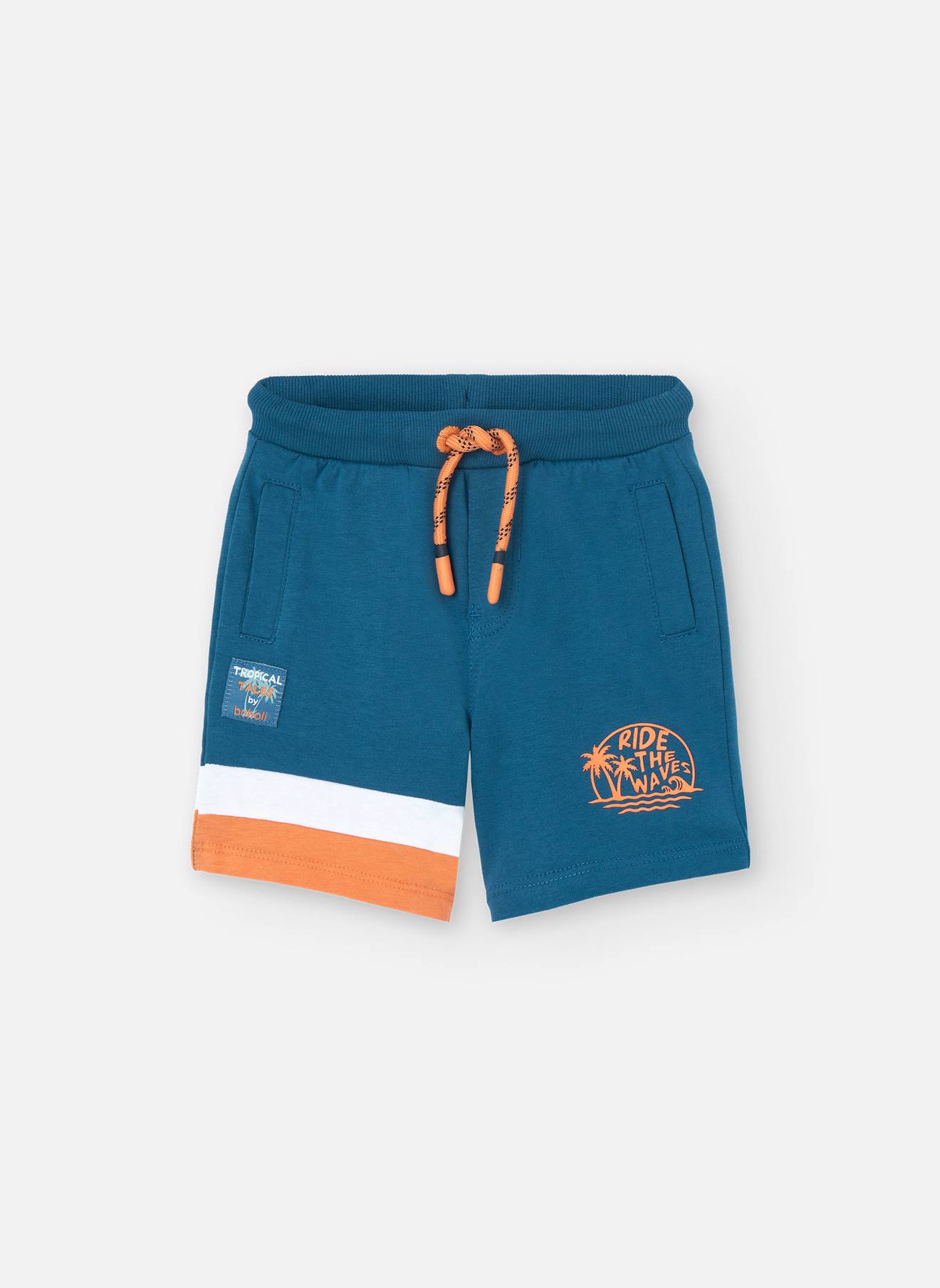 Bermuda En Coton Avec Cordon De Serrage Bleu