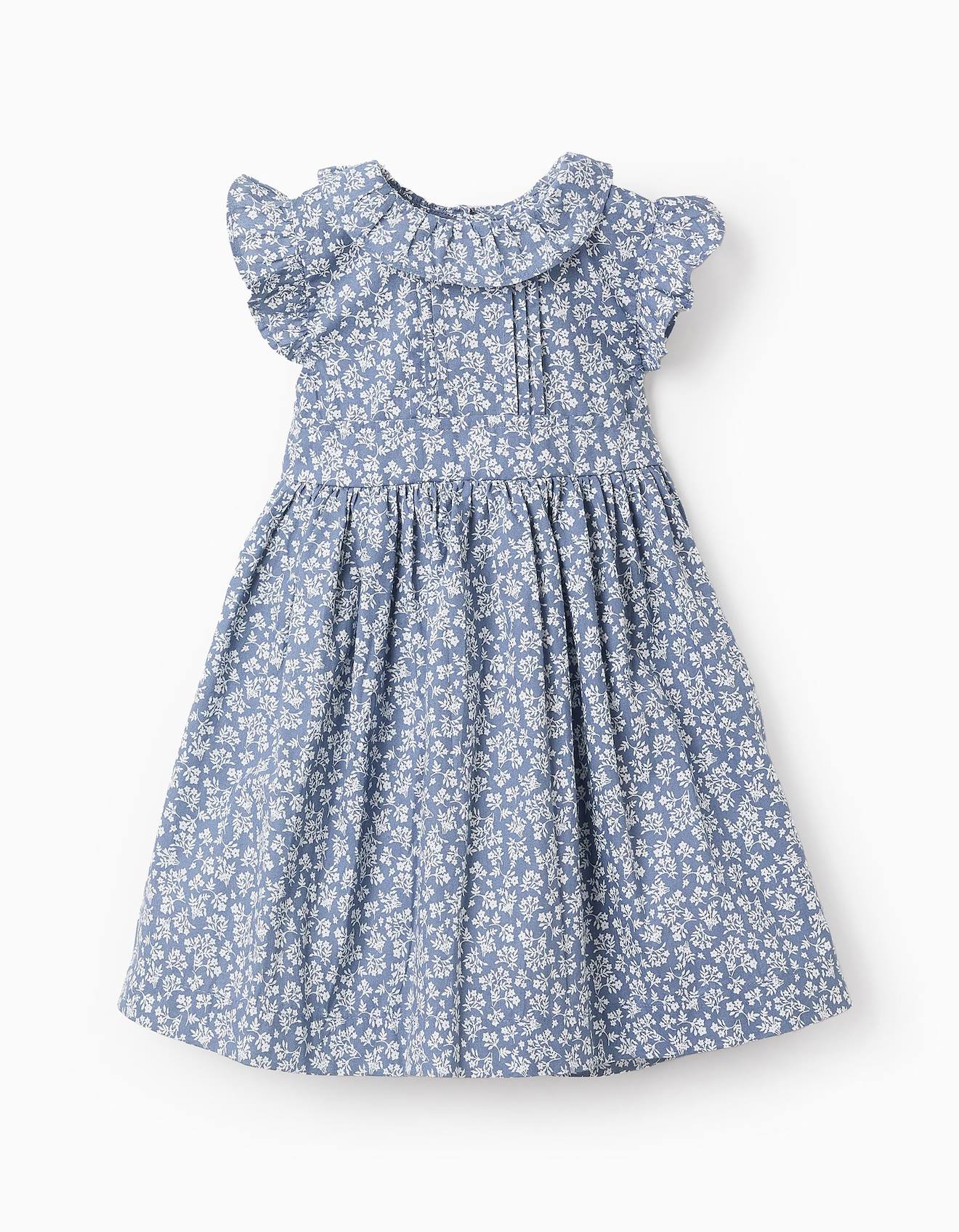 Robe En Coton Floral Bleu