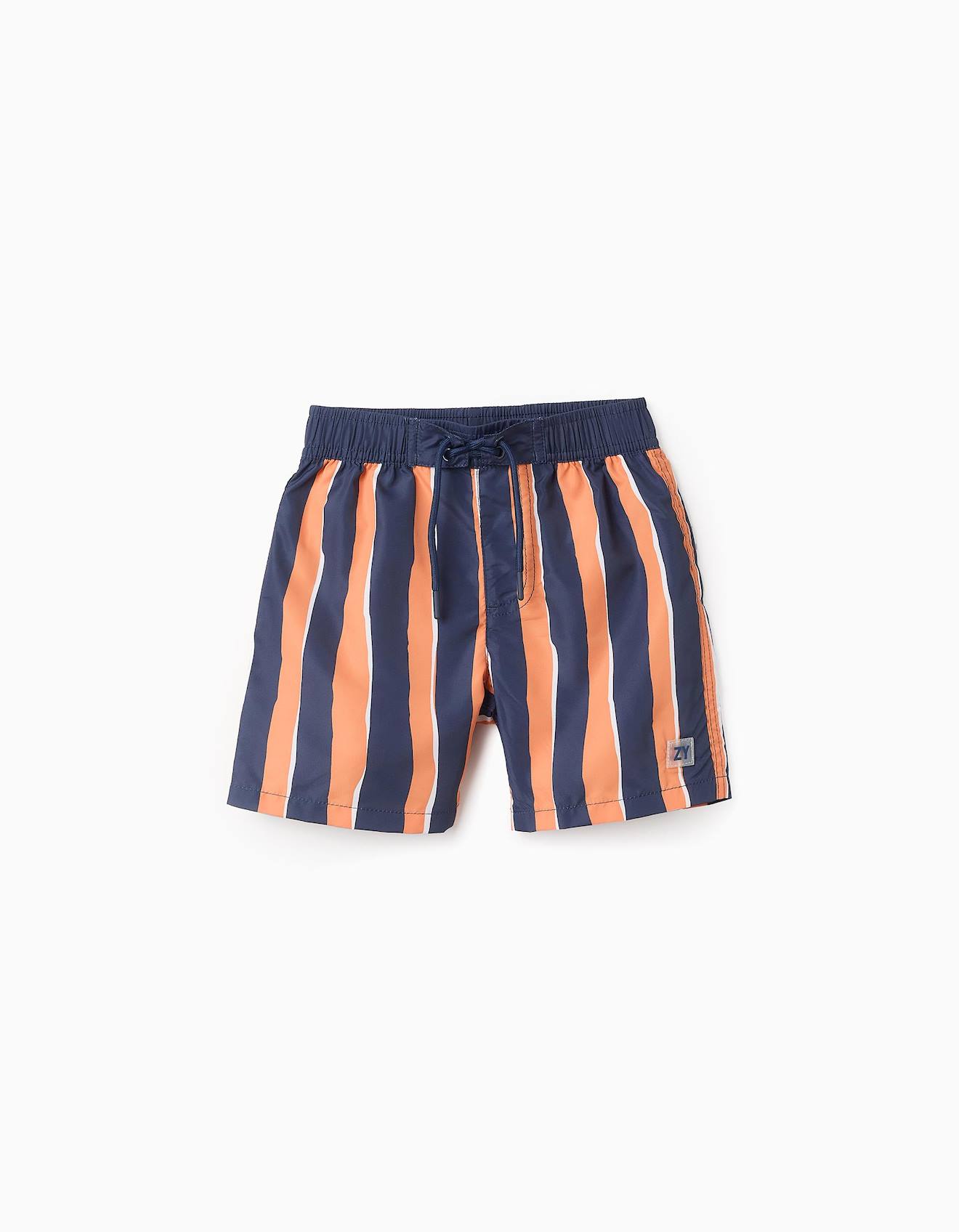 Short De Bain À Rayures Orange Clair