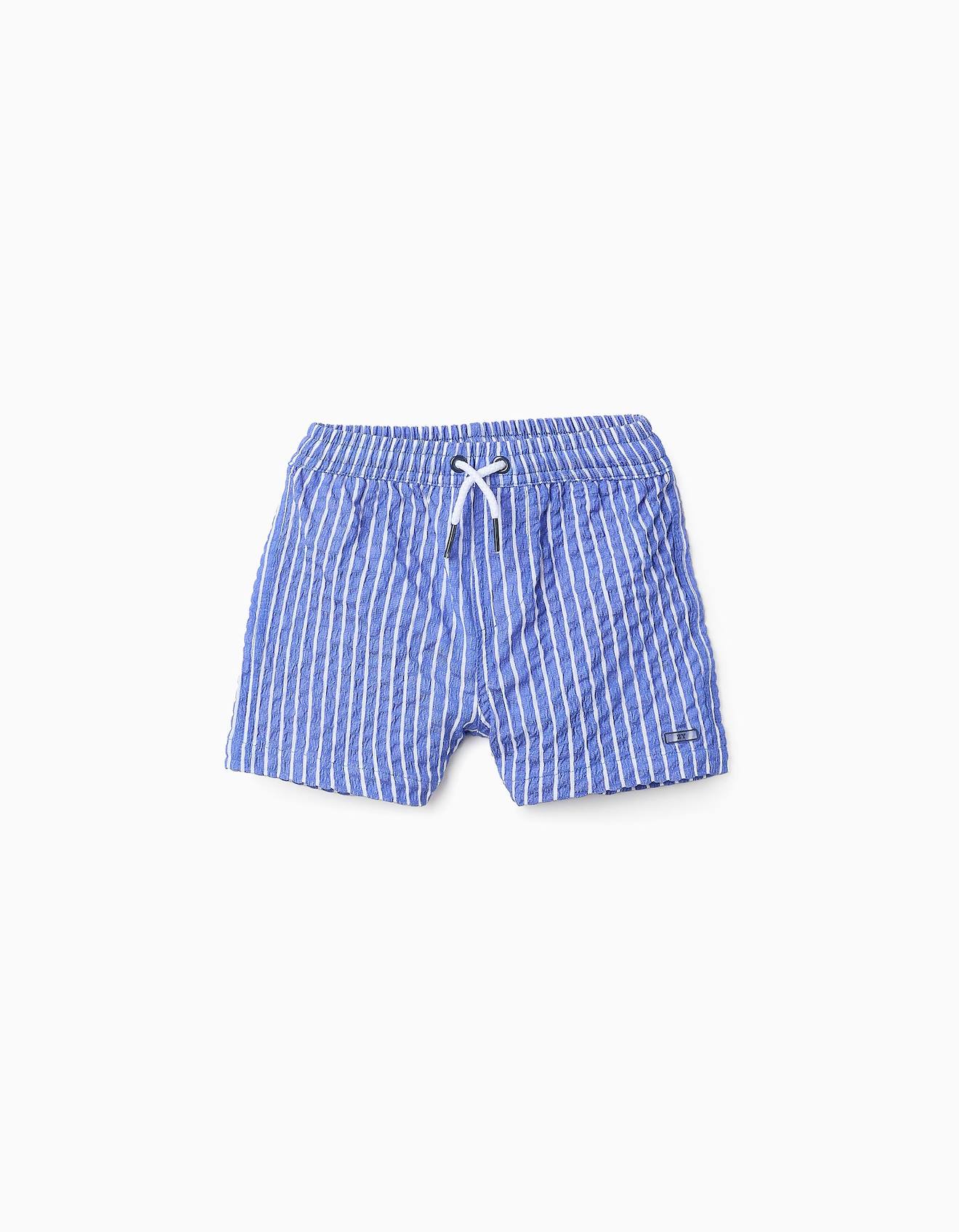 Short De Bain À Rayures Bleu Foncé