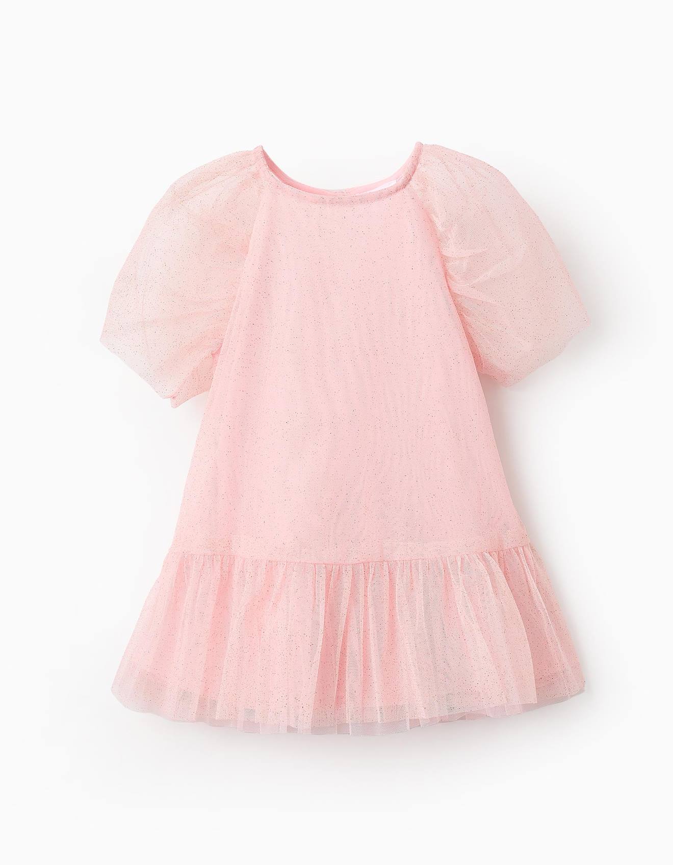 Robe En Tulle Ornée De Paillettes Rose Clair