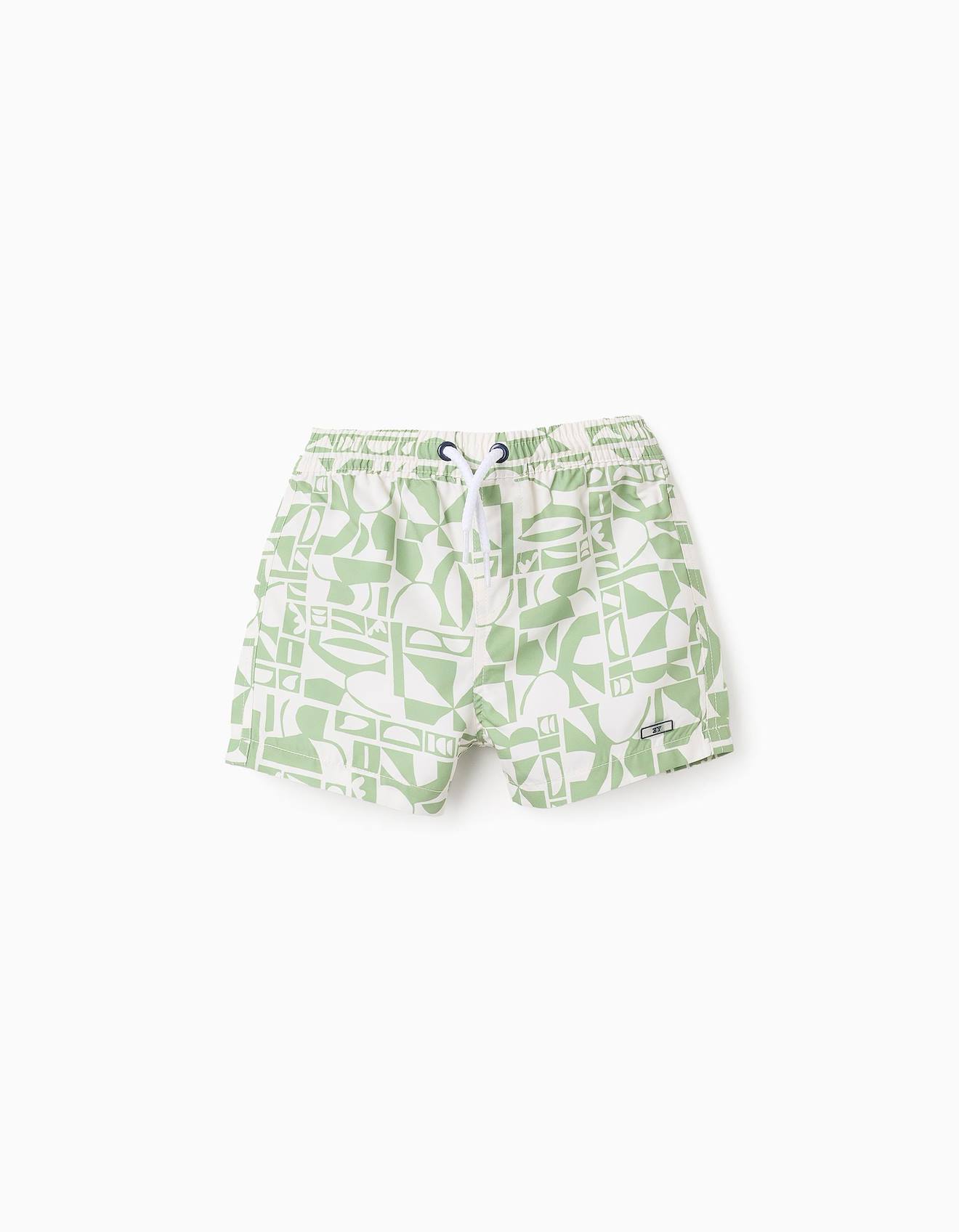 Short De Bain À Motif Vert Clair