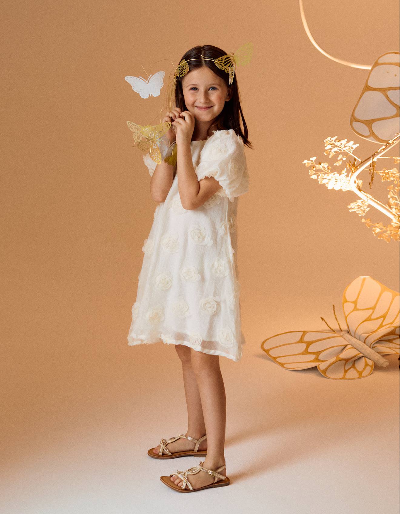Robe Avec Fleurs 3d Blanc