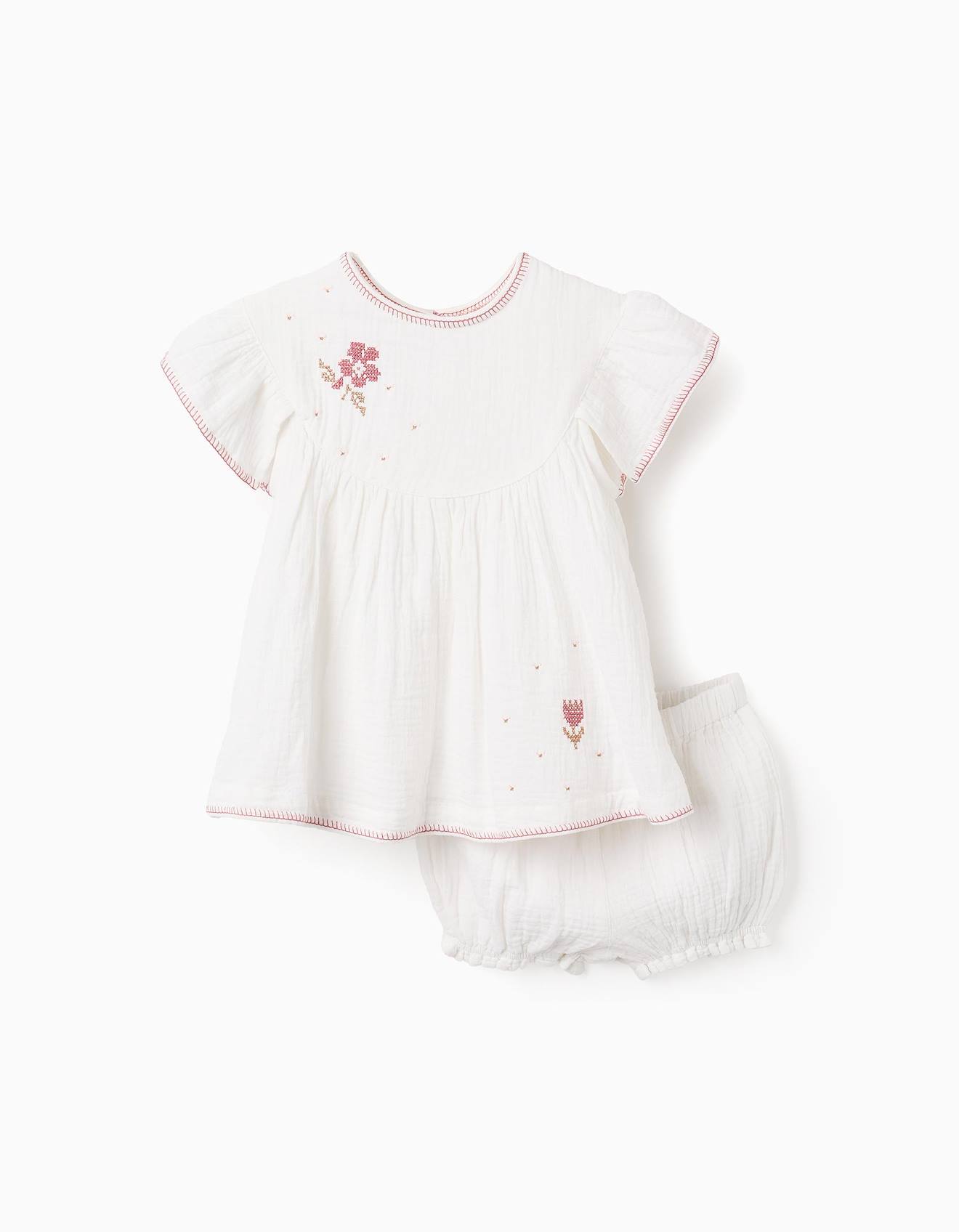 Robe + Bloomer Avec Point De Croix Beige Clair
