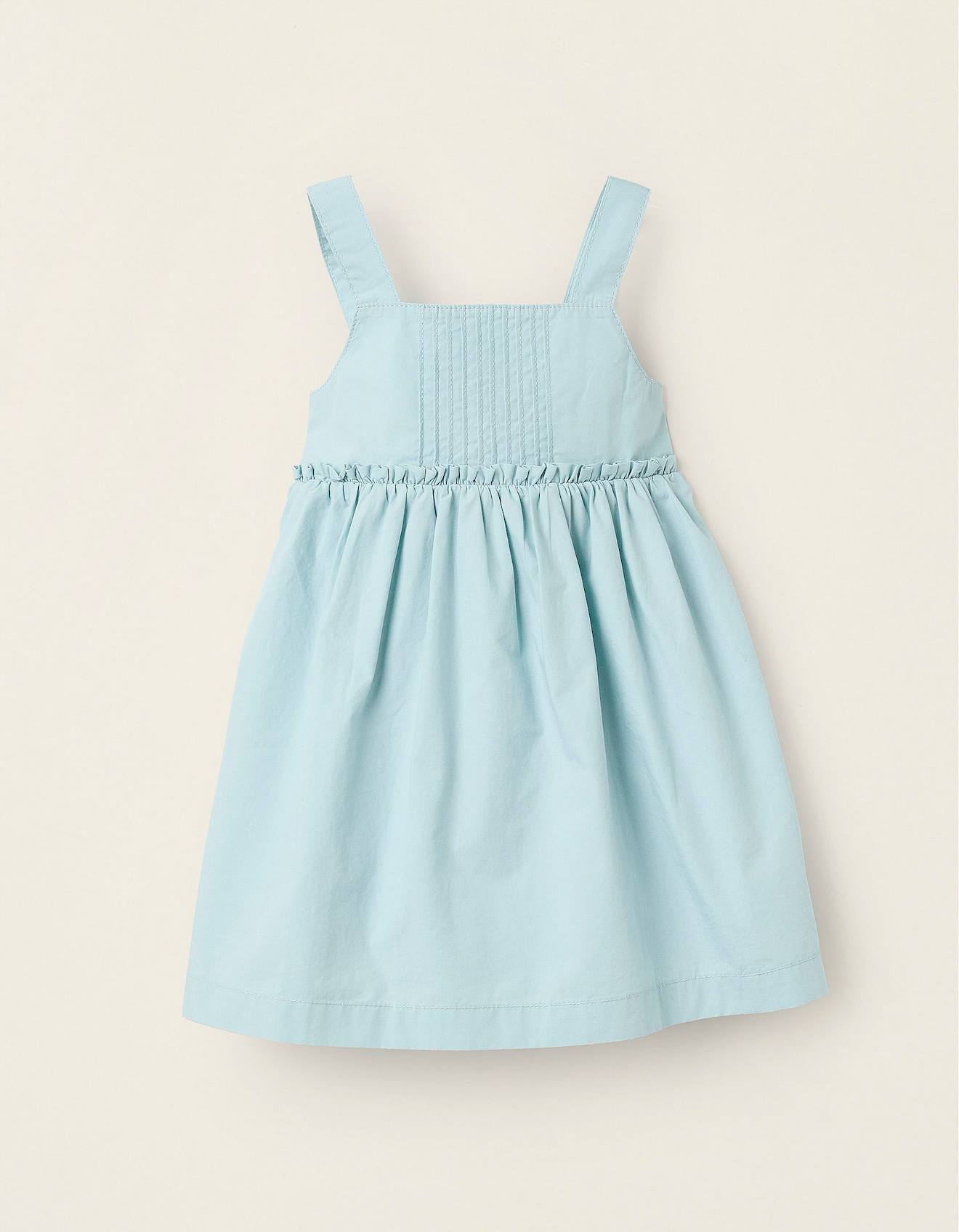Robe À Bretelles En Popeline Bleu Clair