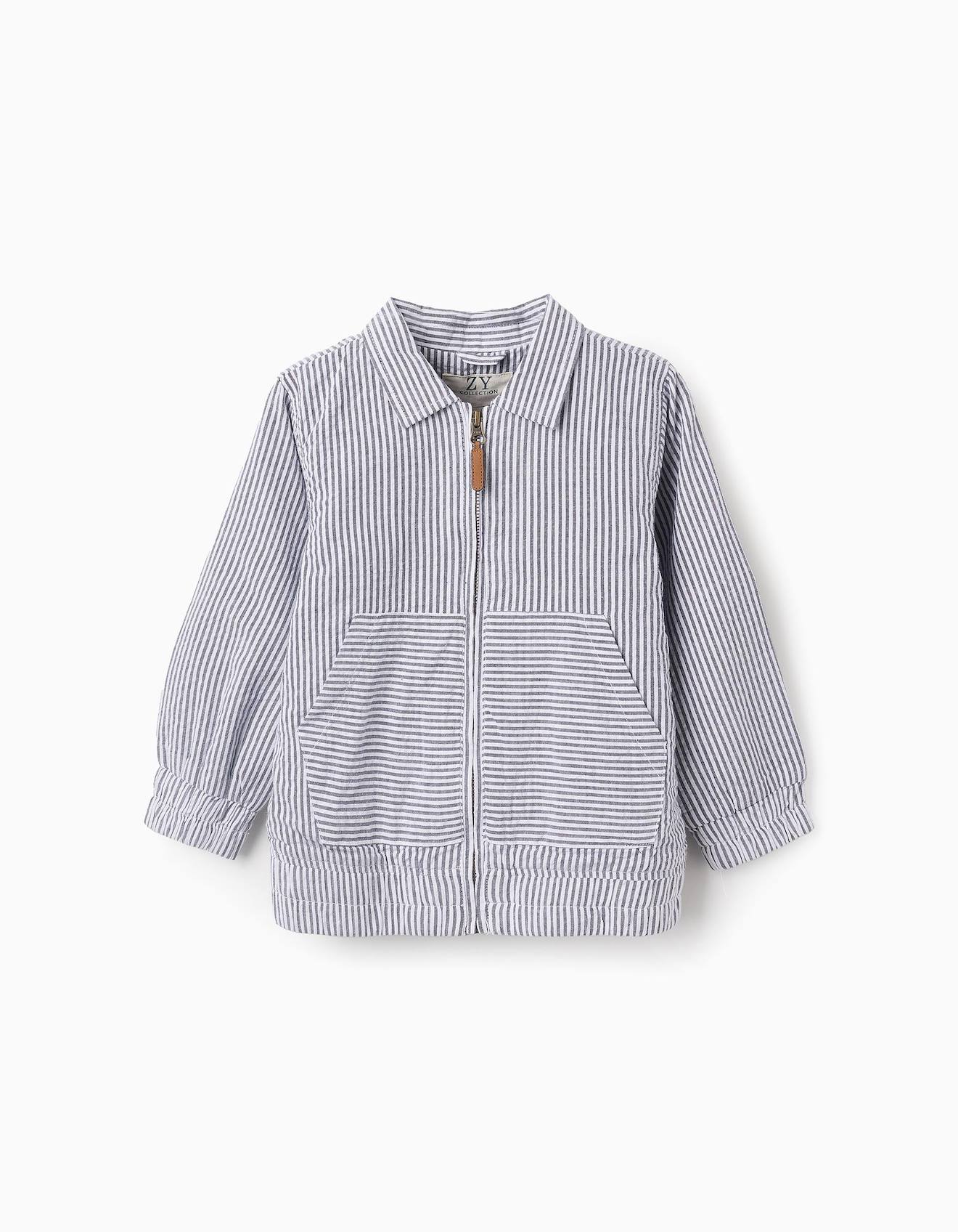 Veste À Rayures En Seersucker Bleu Foncé