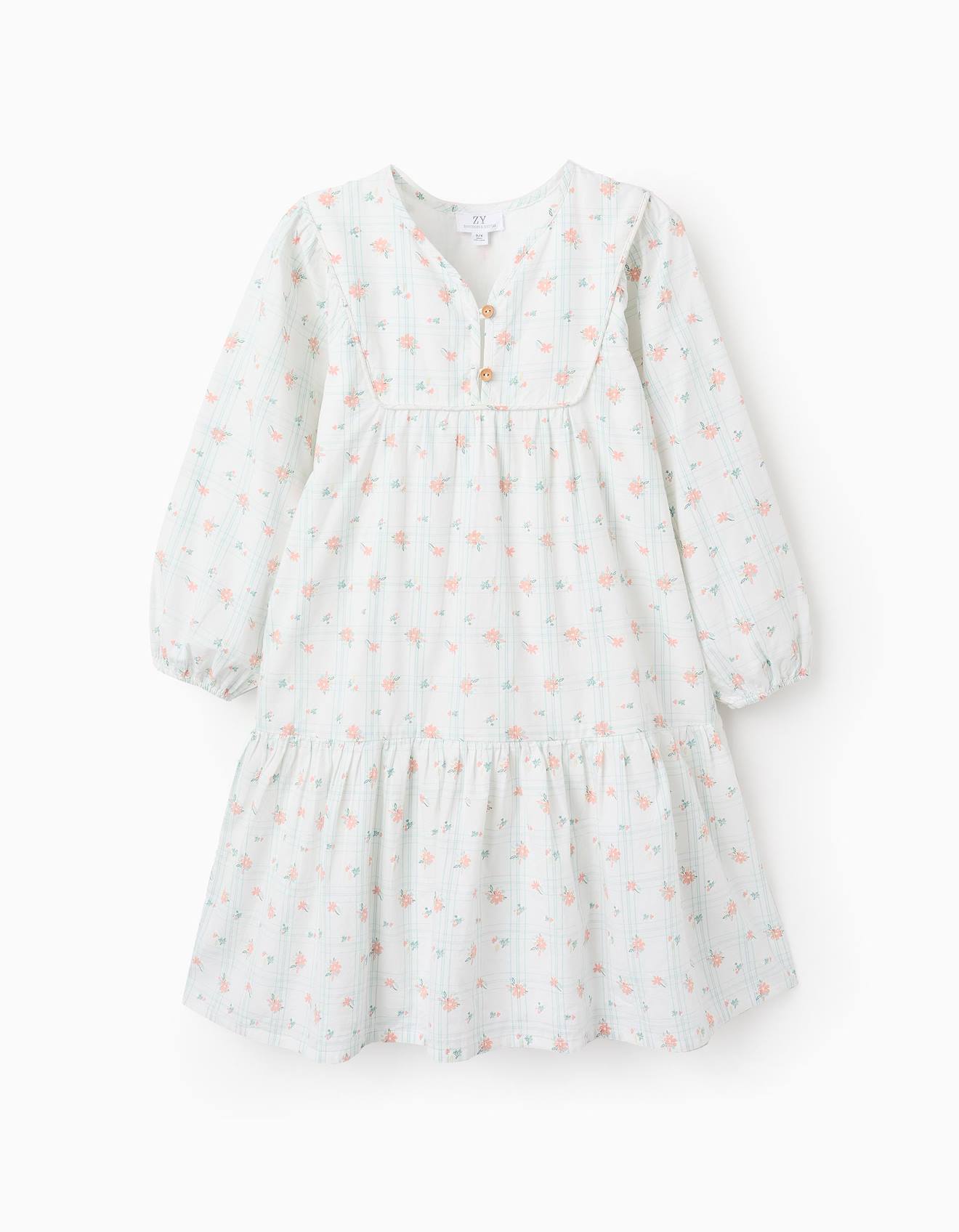 Robe En Coton À Carreaux Et Fleurs Brothers & Sisters Beige Clair