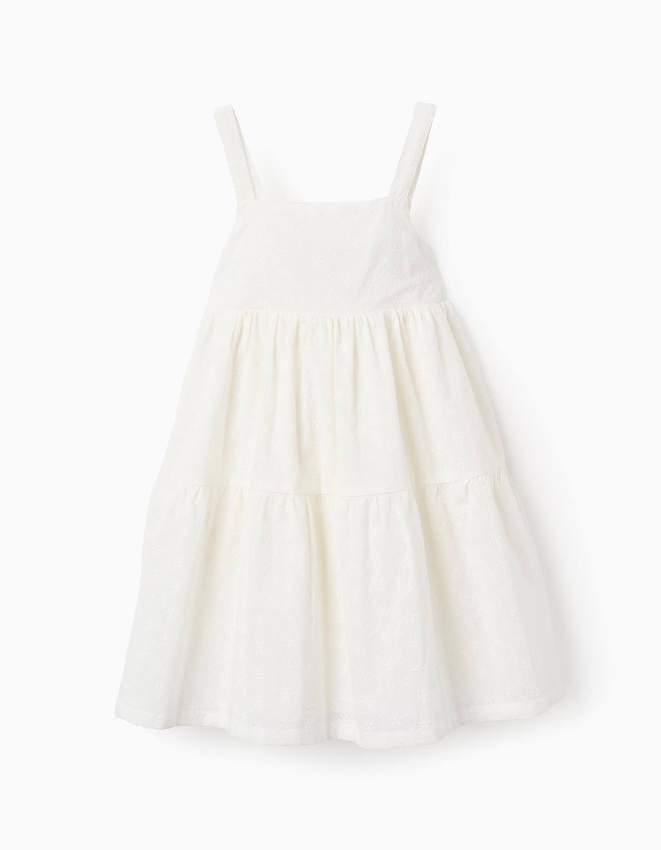 Robe À Bretelles Avec Broderie Anglaise Beige Clair
