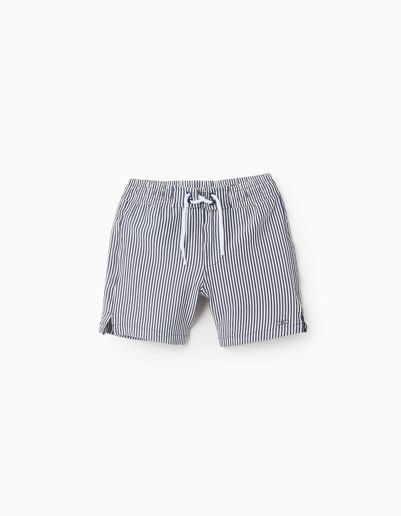 Short De Bain À Rayures Bleu Foncé