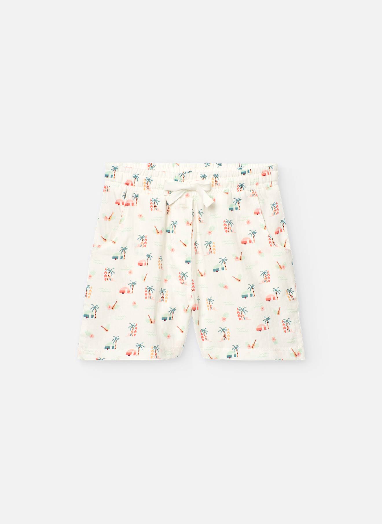 Short En Coton Avec Imprimé Fantaisie Blanc