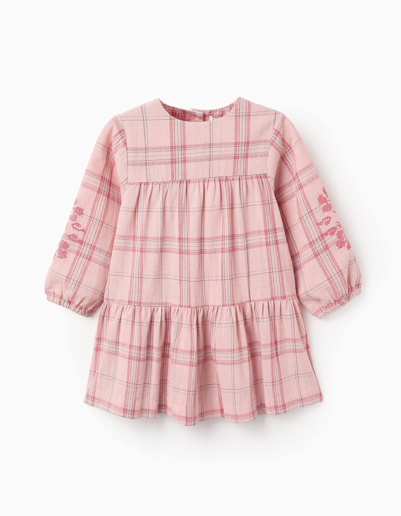 Robe Avec Carreaux Et Point De Croix Rose