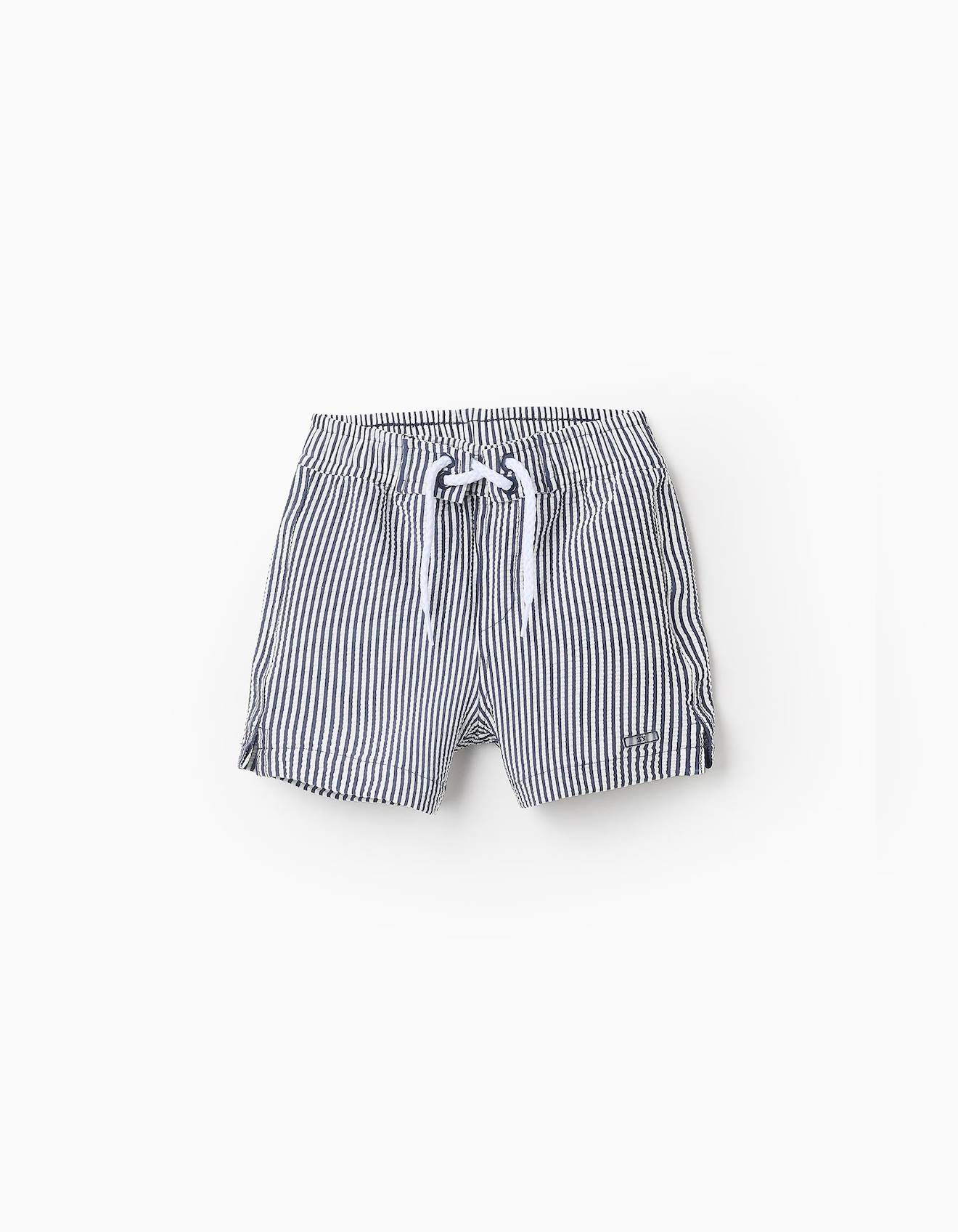 Short De Bain À Rayures Bleu Foncé